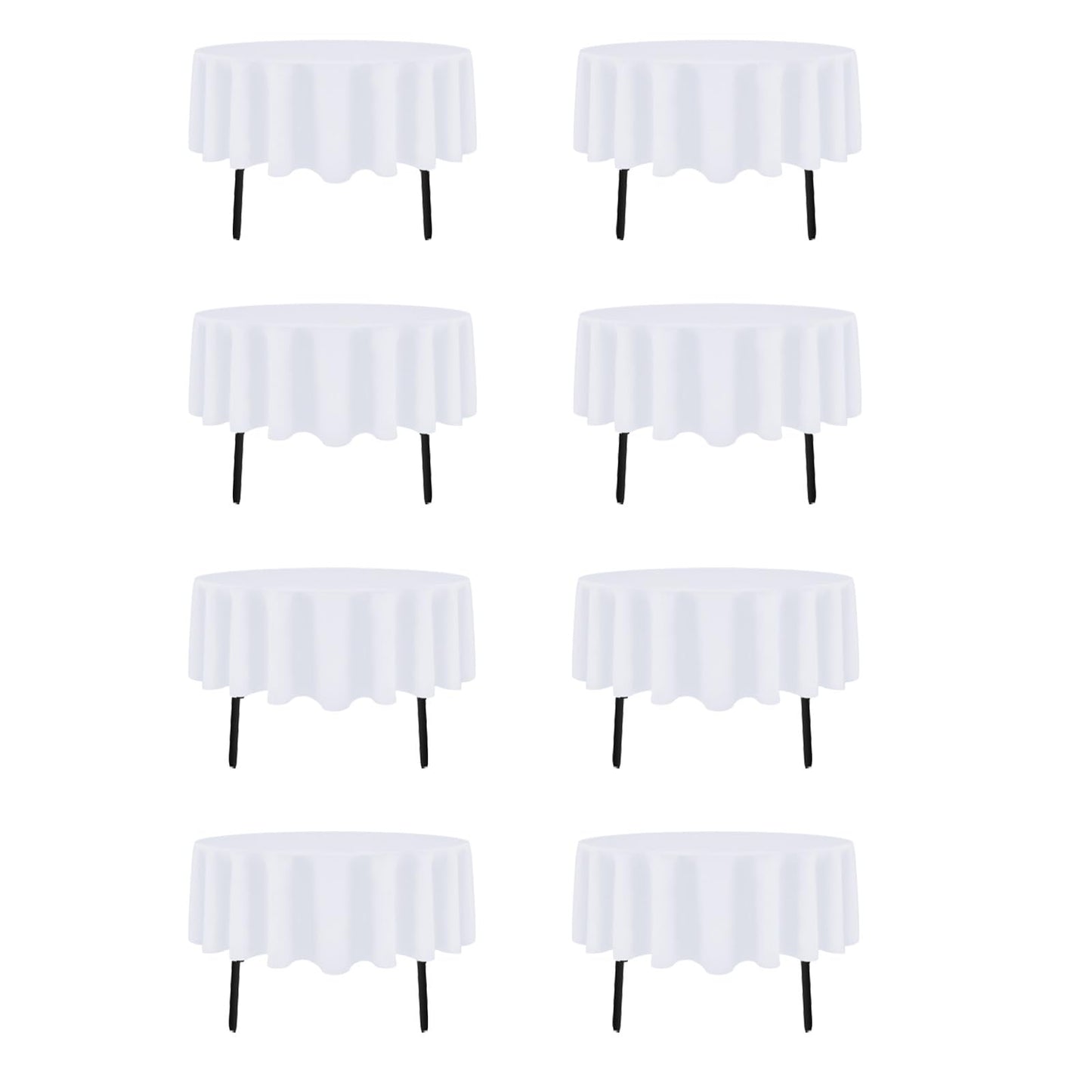 8 Packs 90 Inch White Round Tablecloth | Polyester Fabric, Wrinkle Resistant, For 3Ft-5Ft Round Table, Reusable, Washable Table Cloth, For Buffet Wedding Banquet