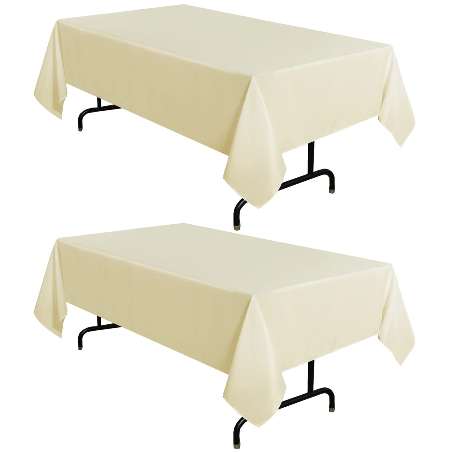 sancua 2 Pack White Table Cloth 60x102 Inch for 6 Feet Rectangle Tables | Stain and Wrinkle Resistant Washable Polyester Tablecloth Cover for Dining Tables, Wedding Buffet Parties and Camping
