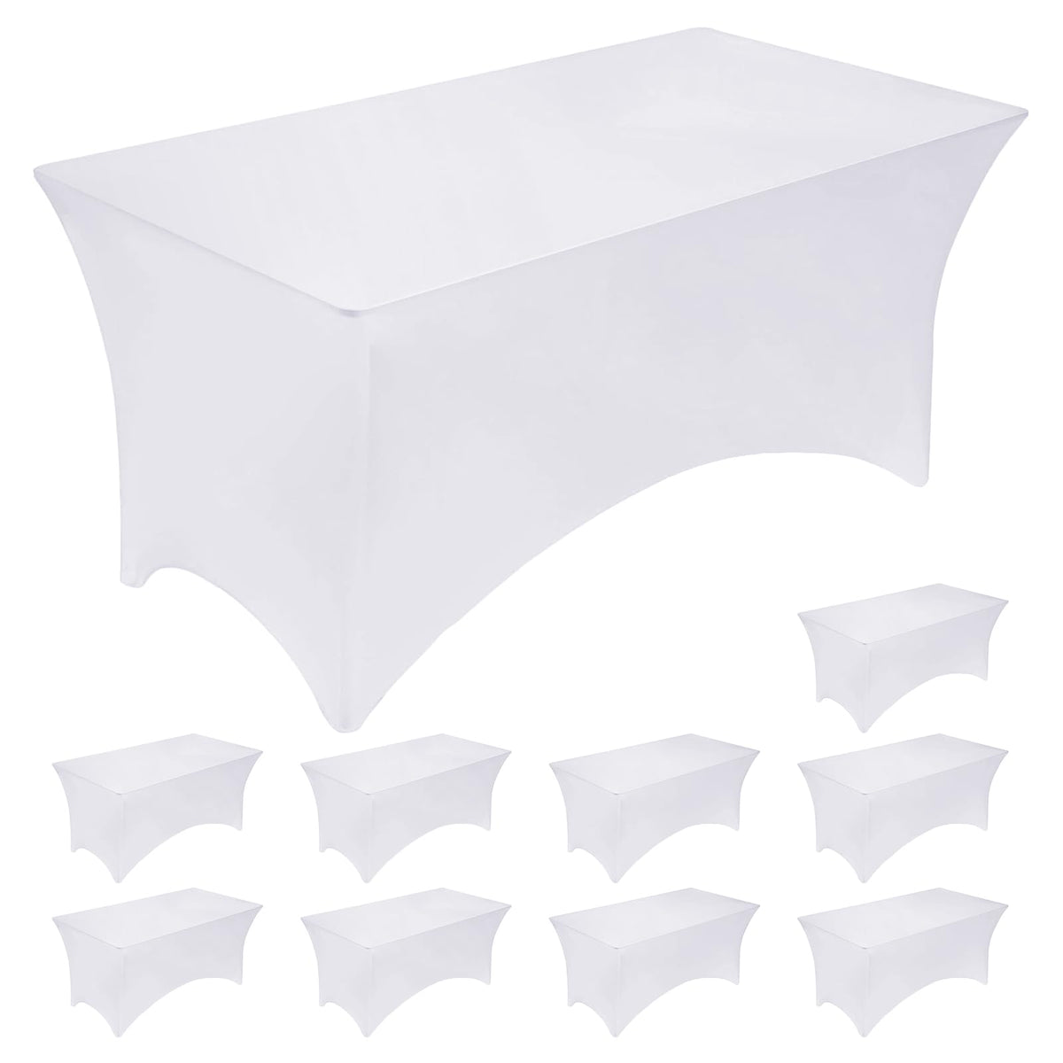 Fixwal 2 Pack 6FT Black Tablecloth Rectangle Spandex Fitted Table Cover | Fit for 6 Foot Rectangle Table, Washable Stretch, Ideal for Party, Wedding, Buffet, Graduation Decoration, Vendor Booth