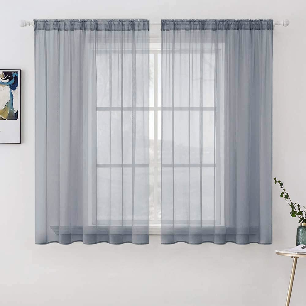 MIULEE 2 Panels White Sheer Curtains for Living Room 54 X 84 Inches | Window, Solid Color, Elegant Window Voile Panels, Bedroom, Living Room, Drapes, Treatment