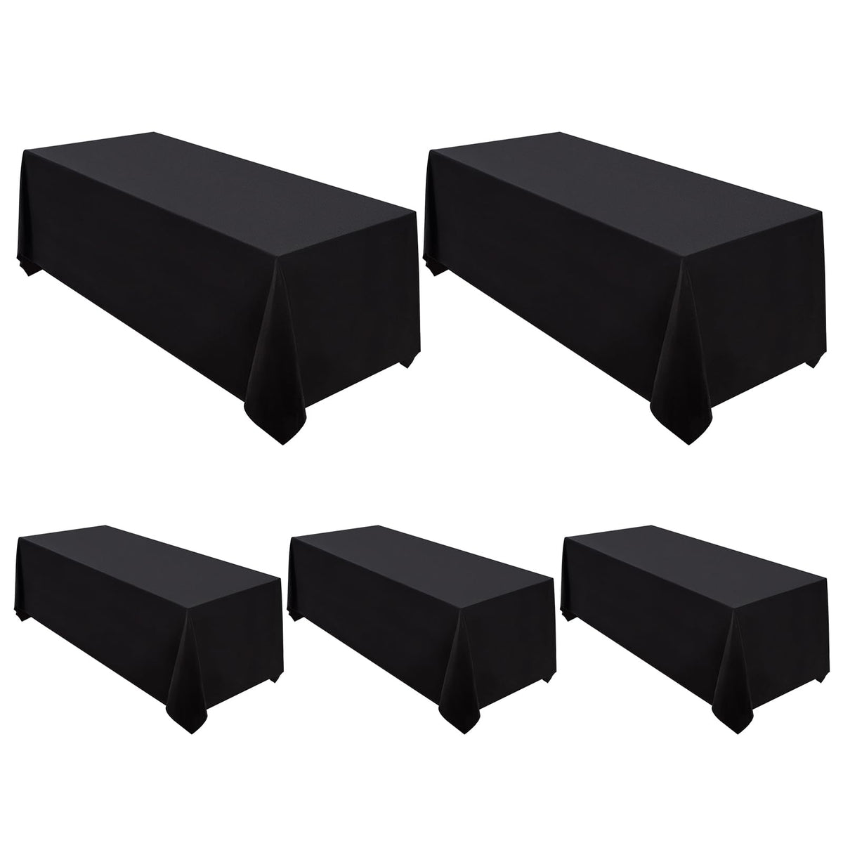 Surmente 10 Pack 90x132 Inch Black Tablecloth for 6-8 Foot Rectangle Tables | Dining Table Cover Protector, Wrinkle Free, Washable Polyester Fabric, 6ft Table Cloth for Wedding, Banquet, Restaurant