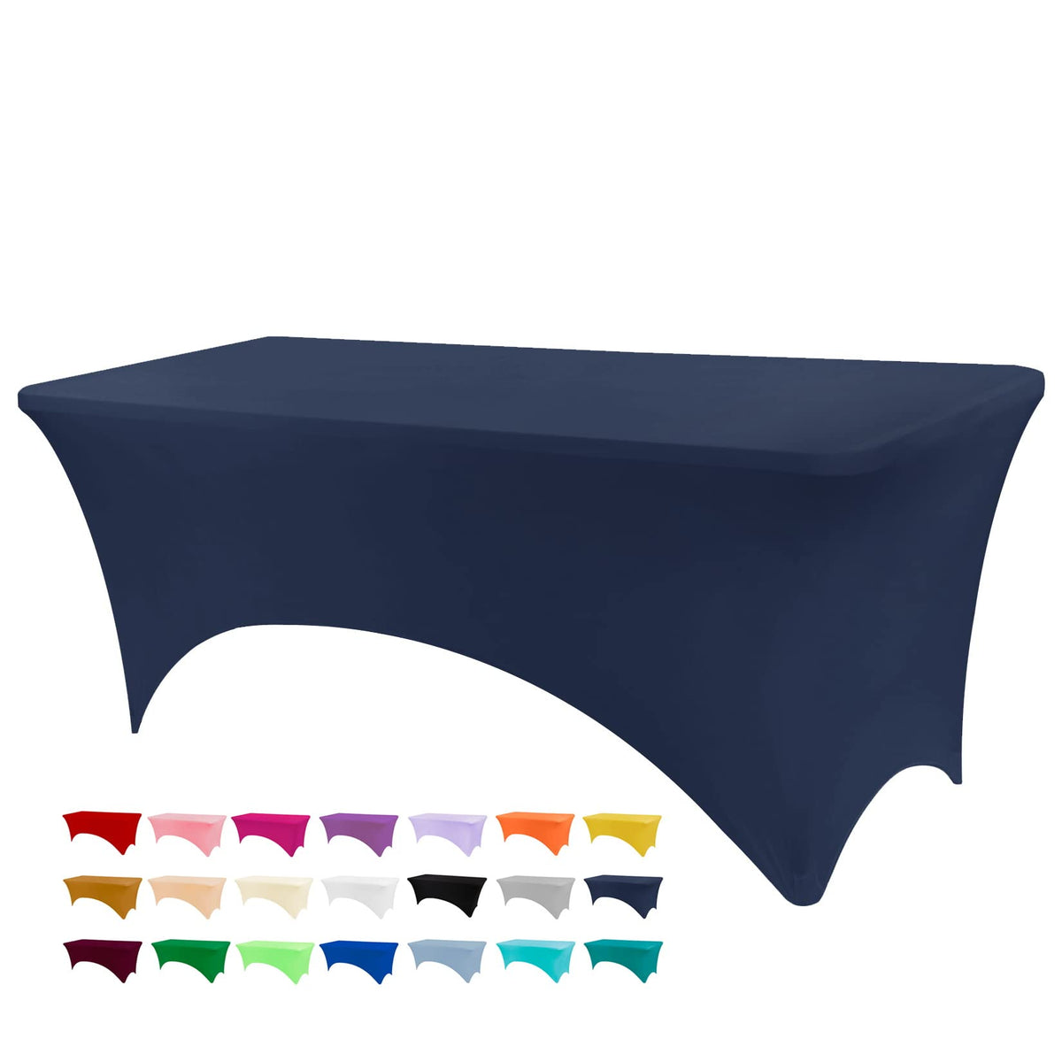 BDDC 6ft Stretch Spandex Fitted Table Cloth for 6 Foot Tables | GRS-Certified Eco-Friendly Fabric, Elastic Fit Rectangle Tablecloth, Washable, Wrinkle-Free, For Events & Parties
