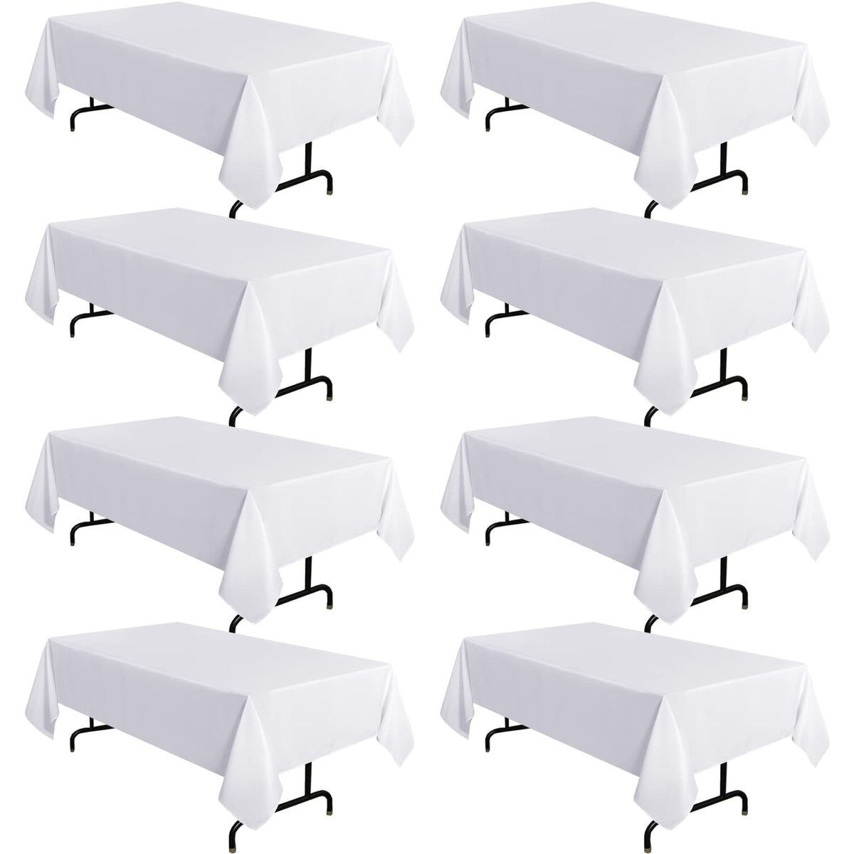 sancua 2 Pack White Table Cloth 60x102 Inch for 6 Feet Rectangle Tables | Stain and Wrinkle Resistant Washable Polyester Tablecloth Cover for Dining Tables, Wedding Buffet Parties and Camping