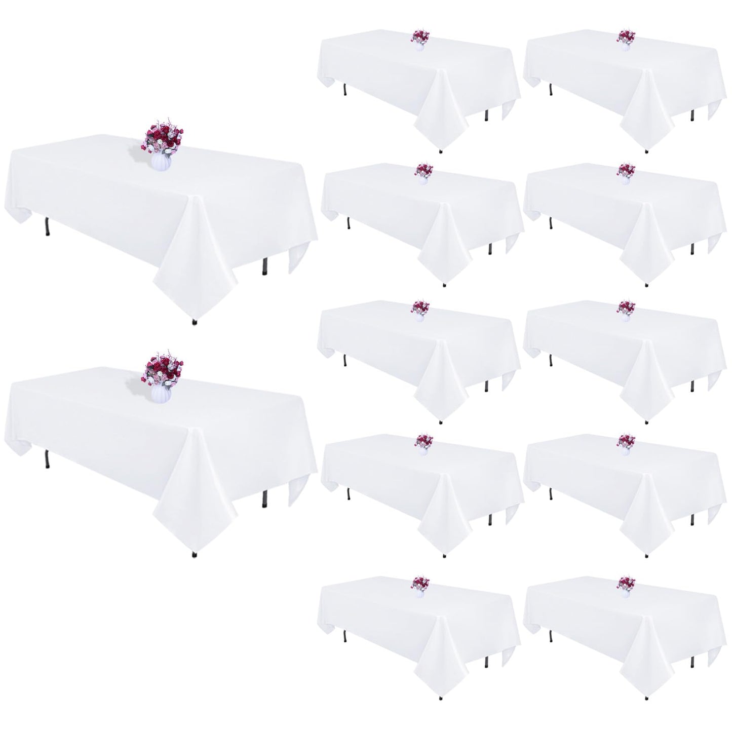 120 Inch White Round Tablecloth, 8 Pack | Wrinkle Resistant, For 4Ft-7Ft Round Table, Polyester Fabric, Washable Table Cloth, For Dining Wedding Party Buffet