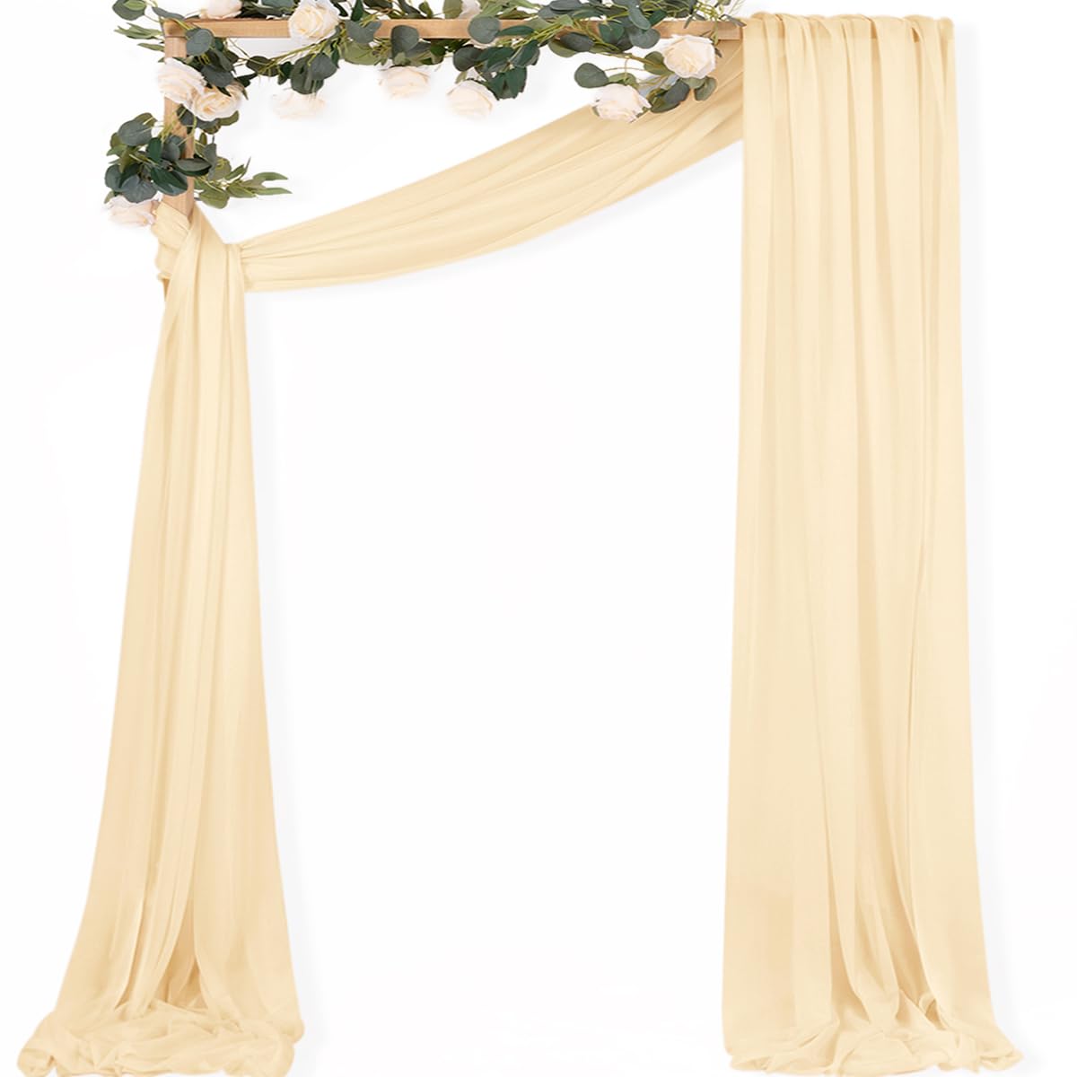 Sheer Gauze Wedding Arch Draping Fabric 29" x 20 FT 4 Panel Sage Green | Shimmery Gauze Drapes, Airy Backdrop Curtains, 6.6 Yard Outdoor Drapery Panels, Photo Background, Wedding Church Events Decor