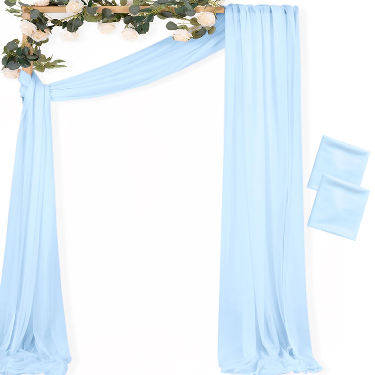 Sheer Gauze Wedding Arch Draping Fabric 29" x 20 FT 4 Panel Sage Green | Shimmery Gauze Drapes, Airy Backdrop Curtains, 6.6 Yard Outdoor Drapery Panels, Photo Background, Wedding Church Events Decor
