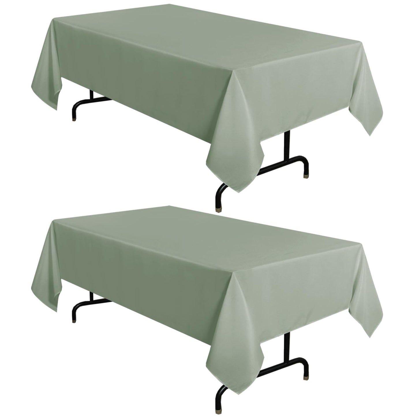 sancua 2 Pack White Table Cloth 60x102 Inch for 6 Feet Rectangle Tables | Stain and Wrinkle Resistant Washable Polyester Tablecloth Cover for Dining Tables, Wedding Buffet Parties and Camping