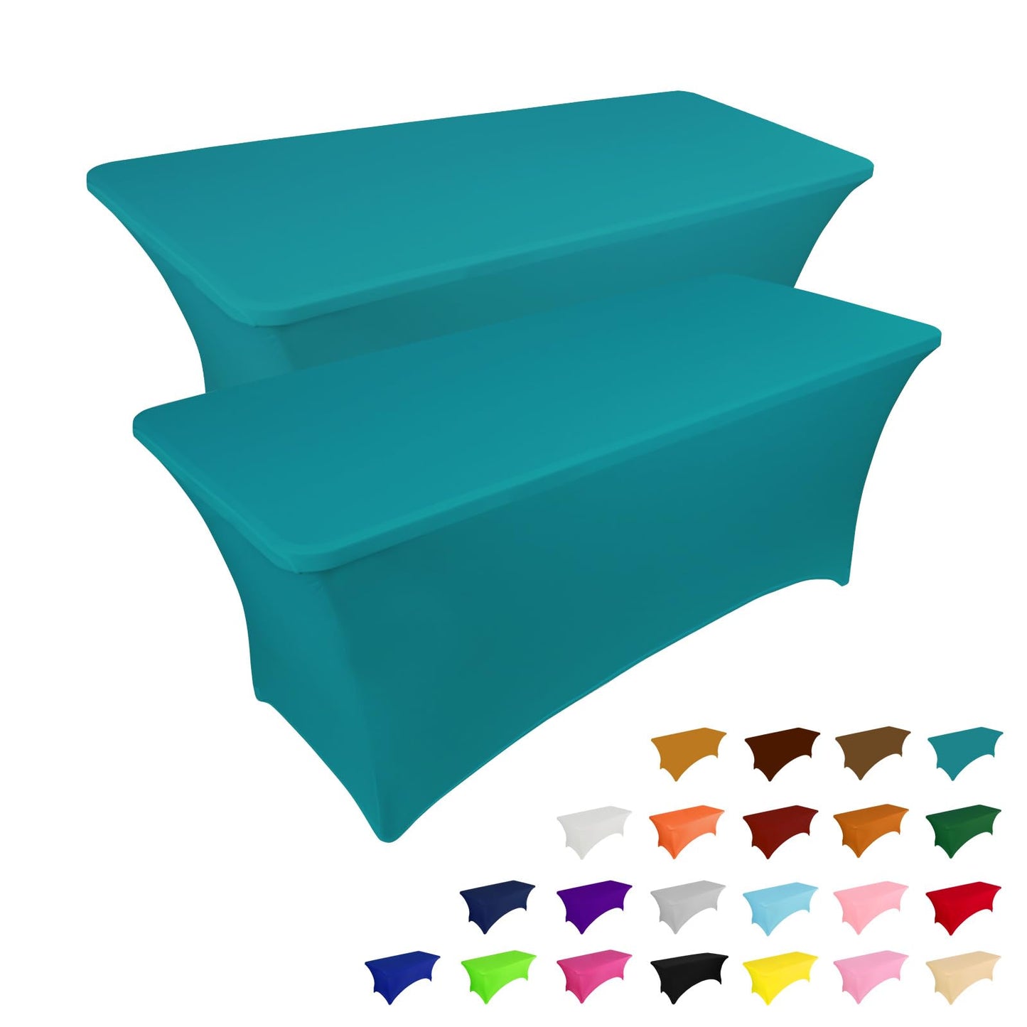 IVAPUPU 2 Pack 6FT Black Table Cloth for Rectangular Spandex Table Cover | Fitted Events Stretch Covers Washable Spandex Tablecloth Protector for Party, Wedding, Cocktail, Banquet, Festival