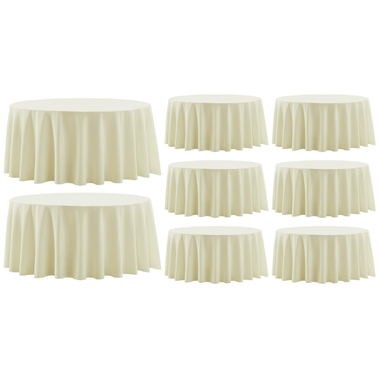 8 Pack Ivory Round Tablecloths 120 Inch for Dining Tables | Washable Decorative Linen Polyester Table Cover for Banquets Buffets Parties and Weddings