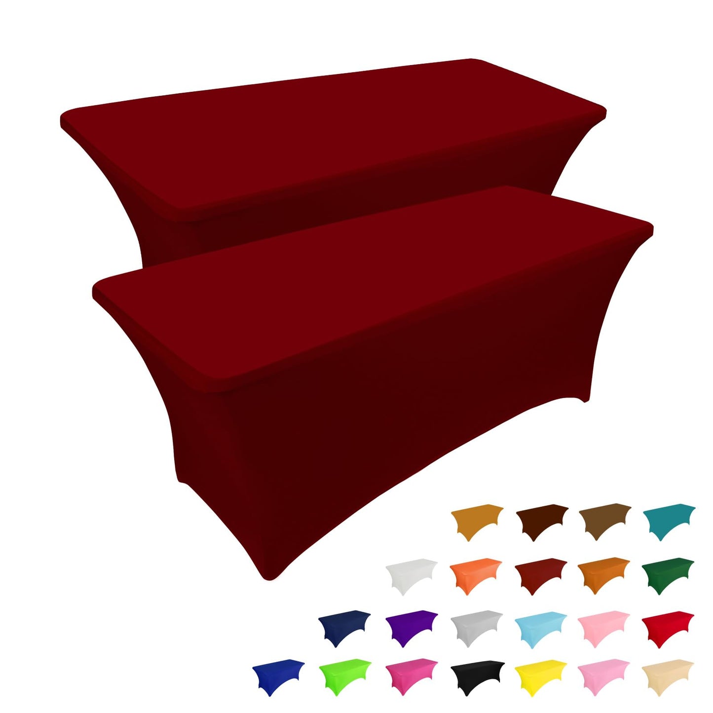 IVAPUPU 2 Pack 6FT Black Table Cloth for Rectangular Spandex Table Cover | Fitted Events Stretch Covers Washable Spandex Tablecloth Protector for Party, Wedding, Cocktail, Banquet, Festival
