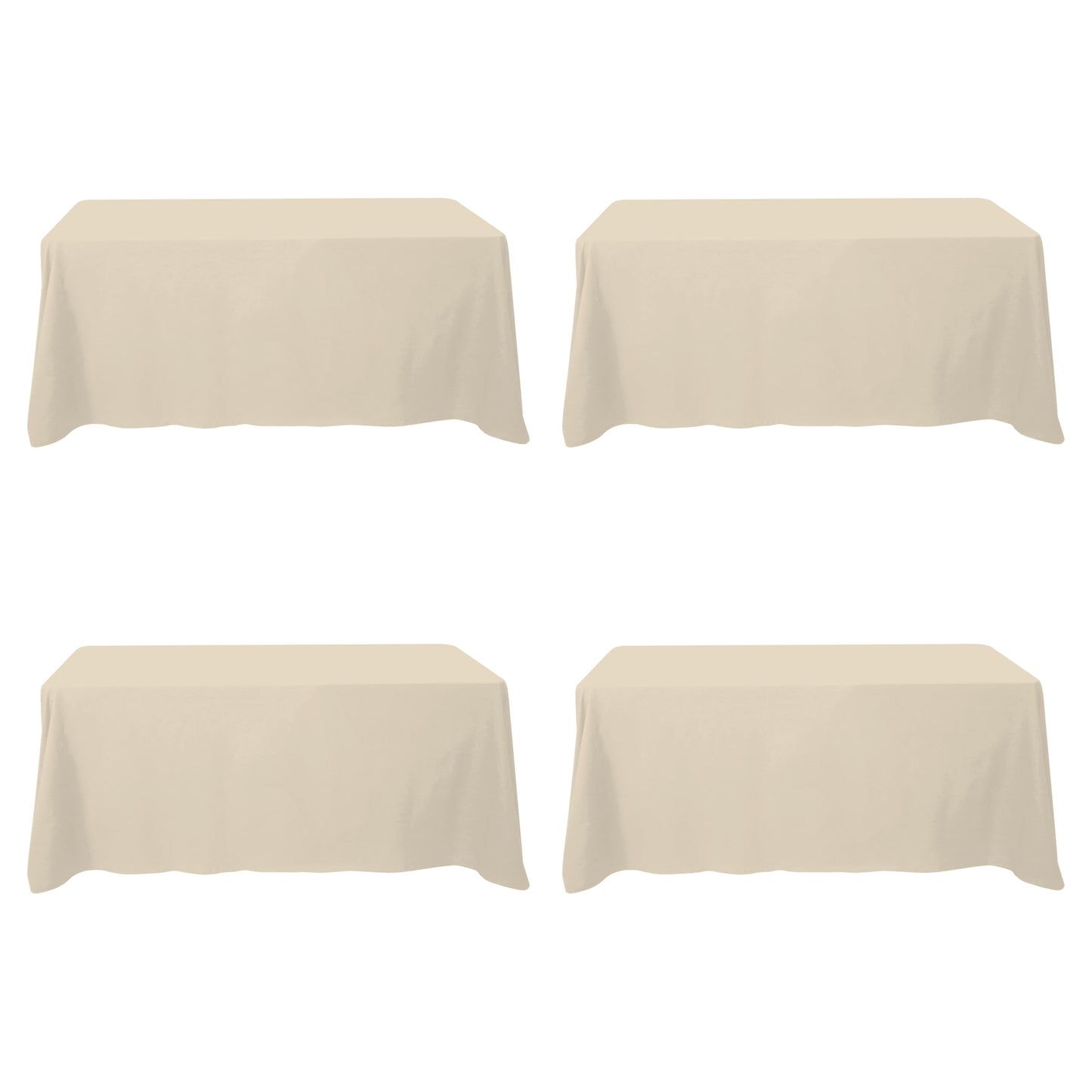 BRILLMAX 6 Pack Ivory Tablecloths 90x132 Inch for 6ft Rectangle Tables | 150 GSM Polyester Fabric, Floor Length Drop, Water, Stain & Wrinkle Resistant Cloth Cover for Wedding Reception Banquet Party