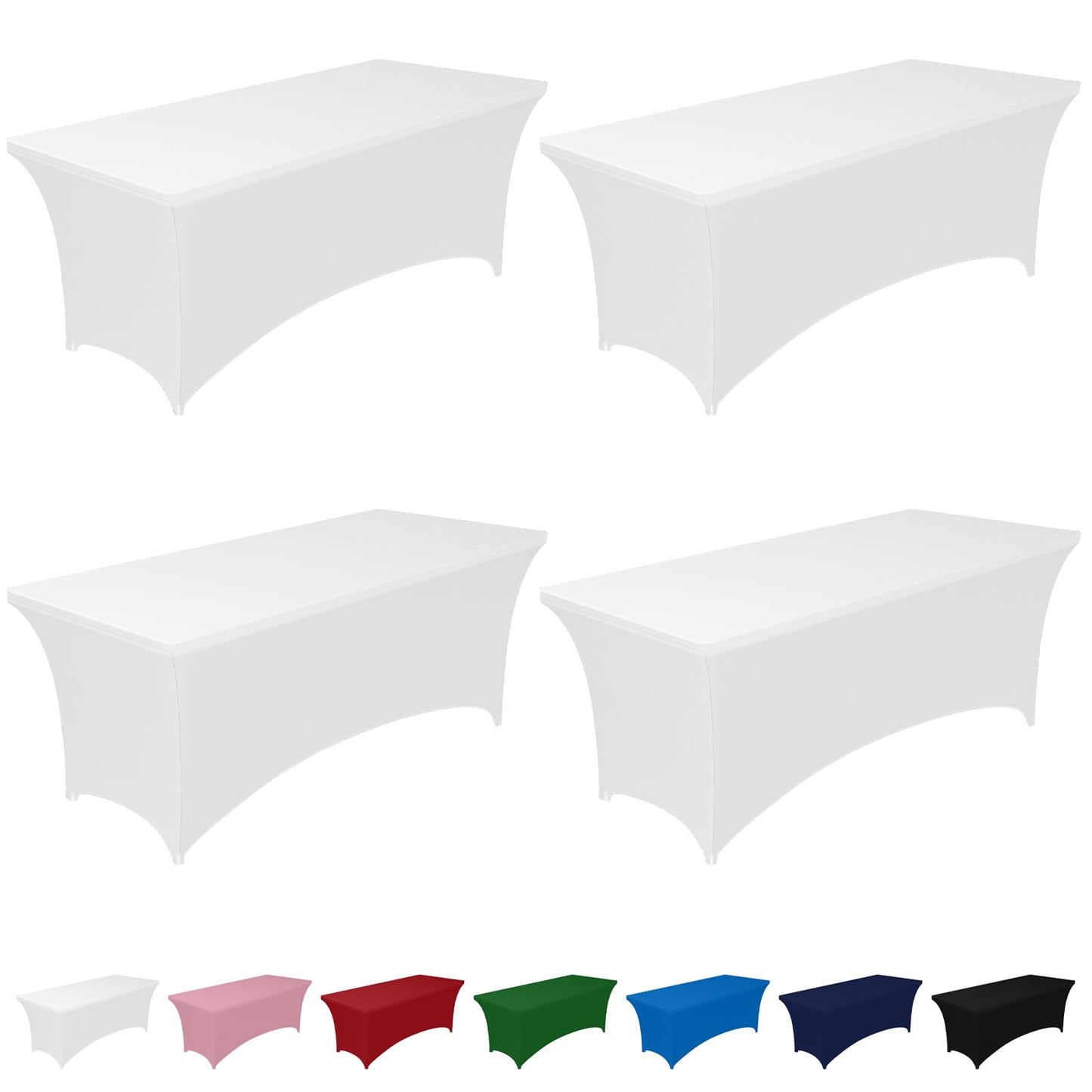 Pureegg Spandex Tablecloth 6ft 2 Pack Black | Table Cloth for Rectangle Table Wrinkle-Free and Stretch, Rectangle,Table Cover for Party, Wedding, Banquet, Birthday