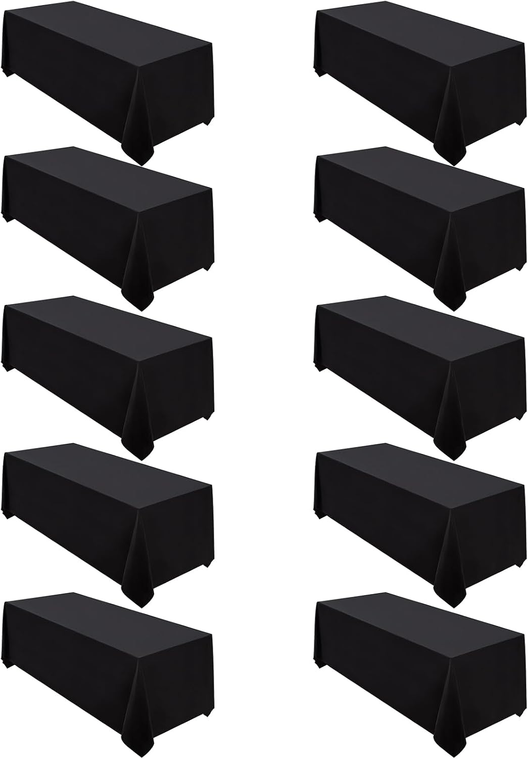 Surmente 10 Pack 90x132 Inch Black Tablecloth for 6-8 Foot Rectangle Tables | Dining Table Cover Protector, Wrinkle Free, Washable Polyester Fabric, 6ft Table Cloth for Wedding, Banquet, Restaurant