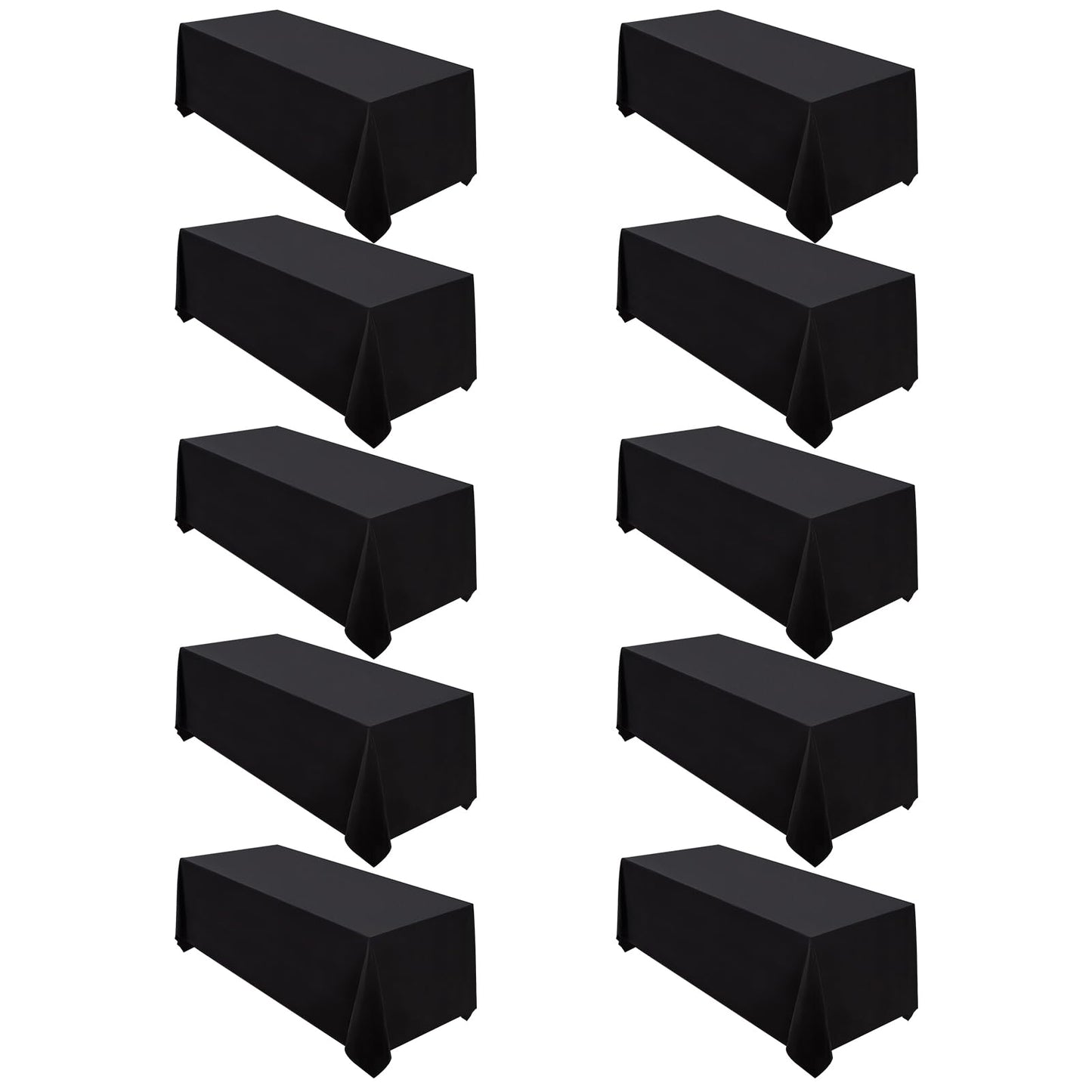 Surmente 10 Pack 90x132 Inch Black Tablecloth for 6-8 Foot Rectangle Tables | Dining Table Cover Protector, Wrinkle Free, Washable Polyester Fabric, 6ft Table Cloth for Wedding, Banquet, Restaurant