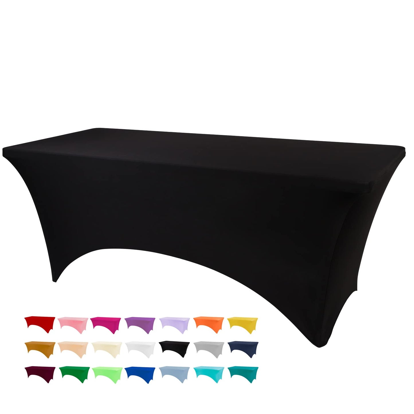 BDDC 6ft Stretch Spandex Fitted Table Cloth for 6 Foot Tables | GRS-Certified Eco-Friendly Fabric, Elastic Fit Rectangle Tablecloth, Washable, Wrinkle-Free, For Events & Parties