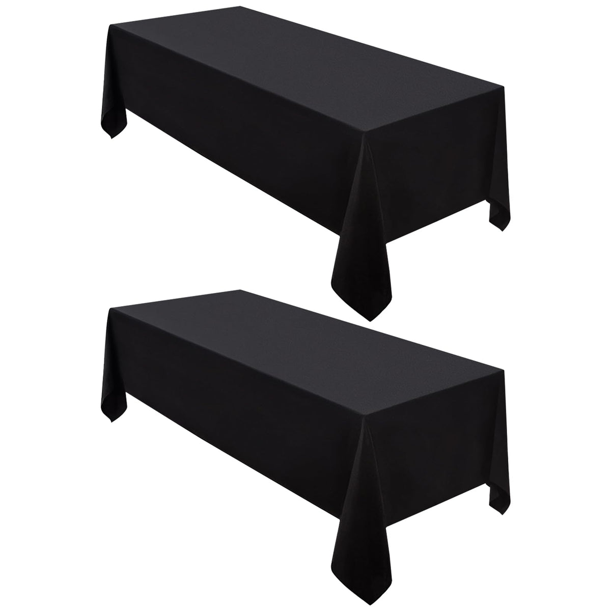 Surmente 10 Pack 90x132 Inch Black Tablecloth for 6-8 Foot Rectangle Tables | Dining Table Cover Protector, Wrinkle Free, Washable Polyester Fabric, 6ft Table Cloth for Wedding, Banquet, Restaurant