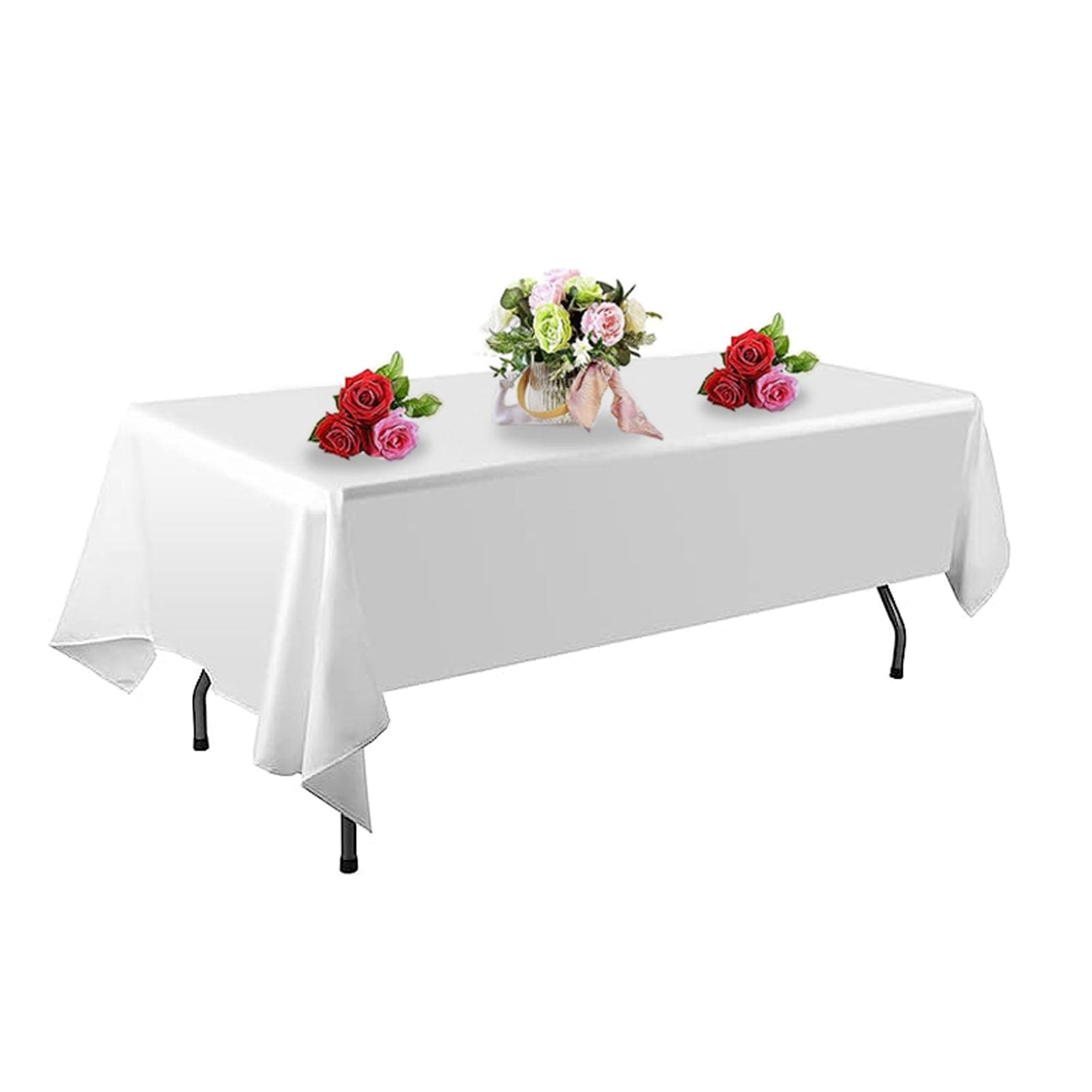 FINDYOU 10 Pack White Table Cloth Rectangle Table 60 x 102 Inch Tablecloths for 6 Foot Rectangle Tables. Stain and Winkle Resistant Polyester Washable White TableCloths for Parties Wedding Dining