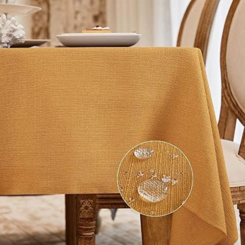 BALCONY & FALCON Rectangle Table Cloth Waterproof Beige 156"x90" | Rectangular Washable Wrinkle Resistant Table Cloth Linen Fabric Tablecloths for Dining Party Kitchen Wedding and Outdoor Use