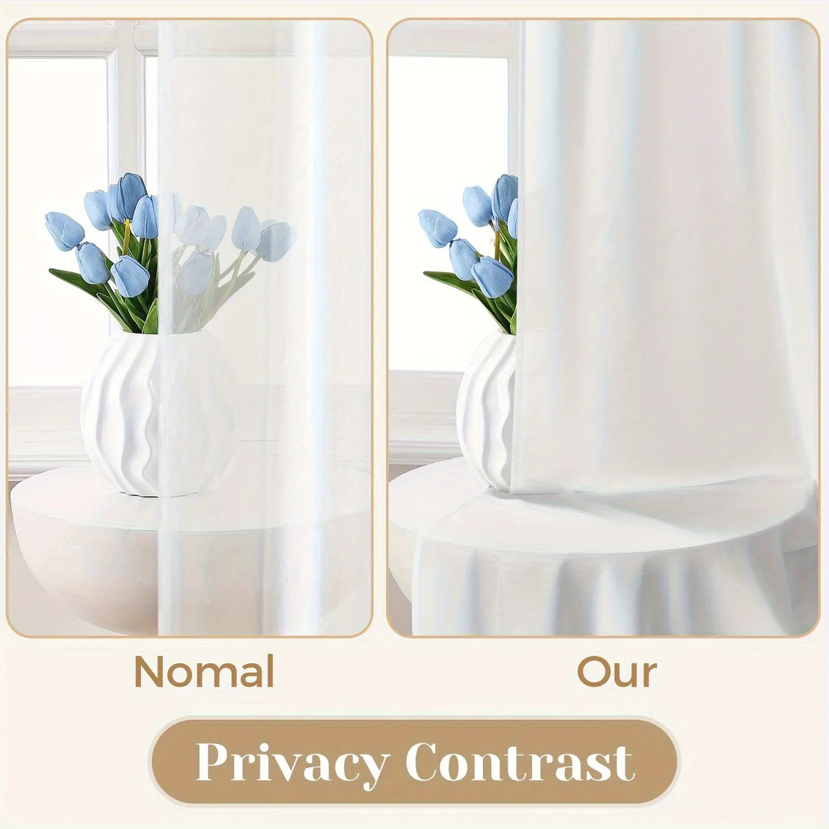2-piece set of white breathable phantom gauze curtains, non transparent privacy filter curtains, top perforated hanging, sheer texture curtains, semi transparent curtains, suitable for bedrooms, kitchens, bathrooms, Curtain Panels