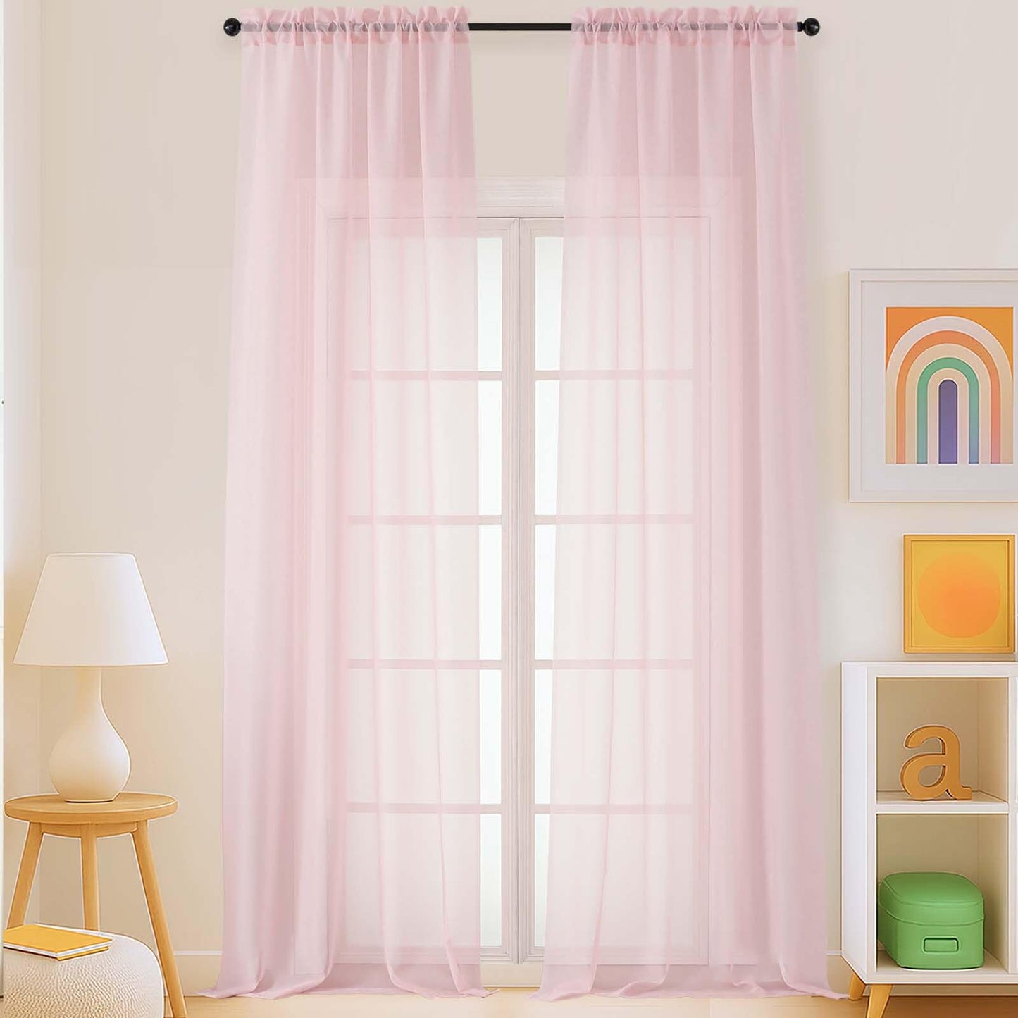 Purple Window Sheer Curtains 54 inch Length, Soft Airy Light Filtering Sheer Curtain 2 Panels Set, Dual Rod Pocket Gauze Purple Drapes for Living Room Bedroom, 2x42Wx54L Inches