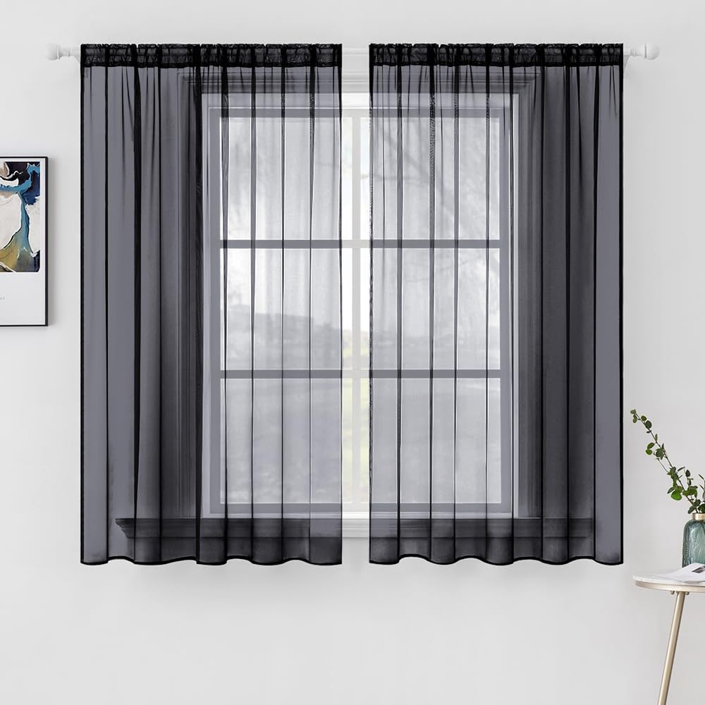 MIULEE 2 Panels White Sheer Curtains for Living Room 54 X 84 Inches | Window, Solid Color, Elegant Window Voile Panels, Bedroom, Living Room, Drapes, Treatment