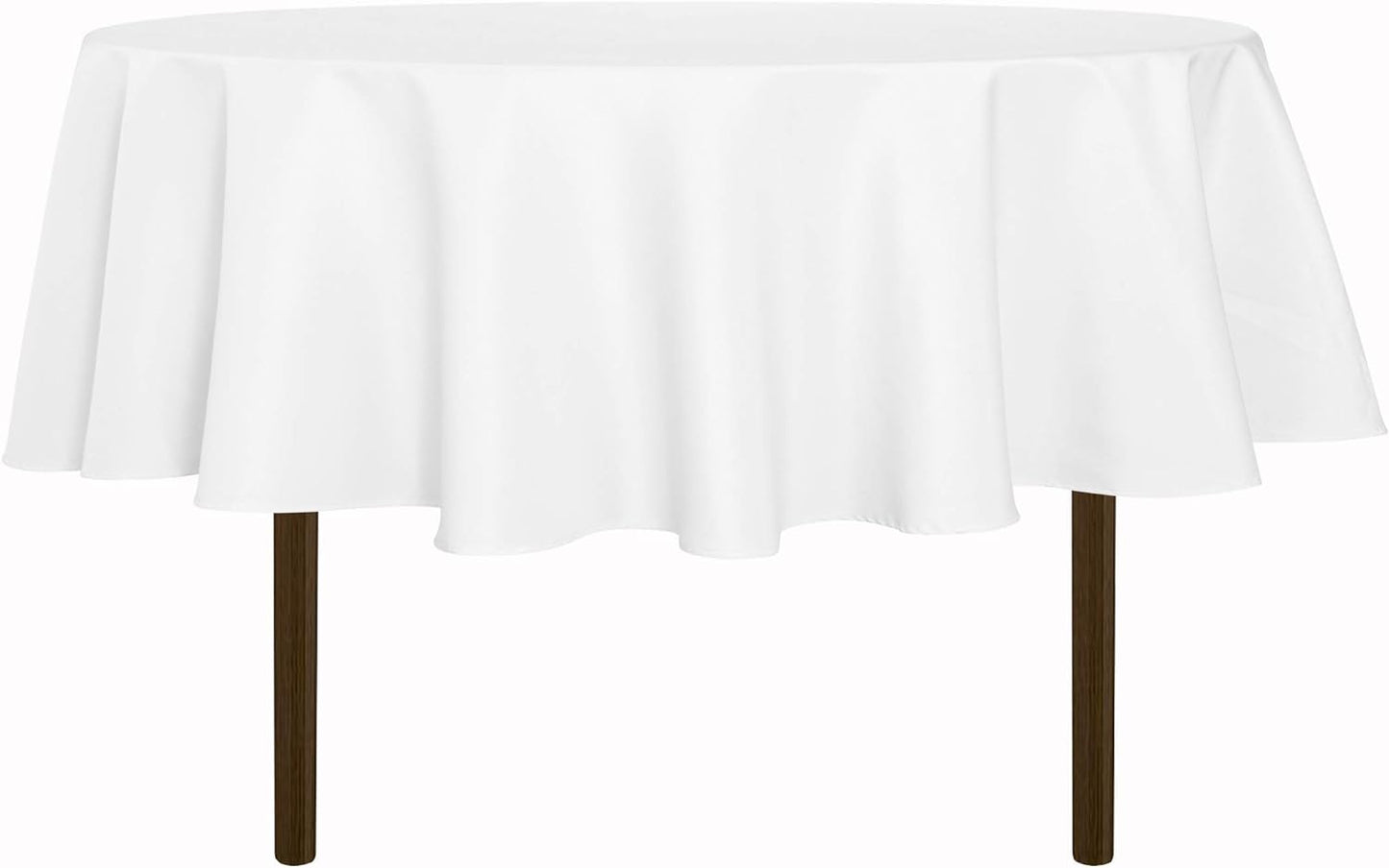 sancua White Round Tablecloth 60 Inch Diameter for 20-48 Inch Tables | Water Resistant Spill Proof, Washable Polyester Cloth Decorative Fabric Cover, For Dining, Buffet Parties and Camping