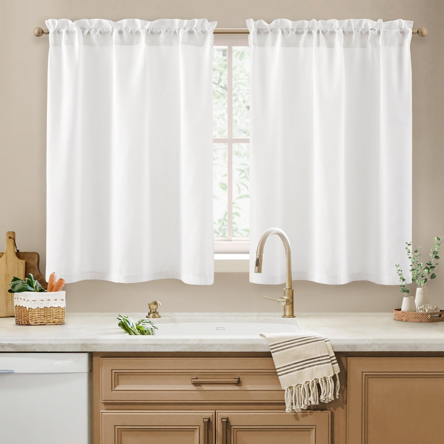 HOMEIDEAS Non-See-Through White Privacy Semi Sheer Curtains 84 Inches Long 2 Panels Set Light Filtering Curtains for Living Room Bedroom Drapes,W52xL84
