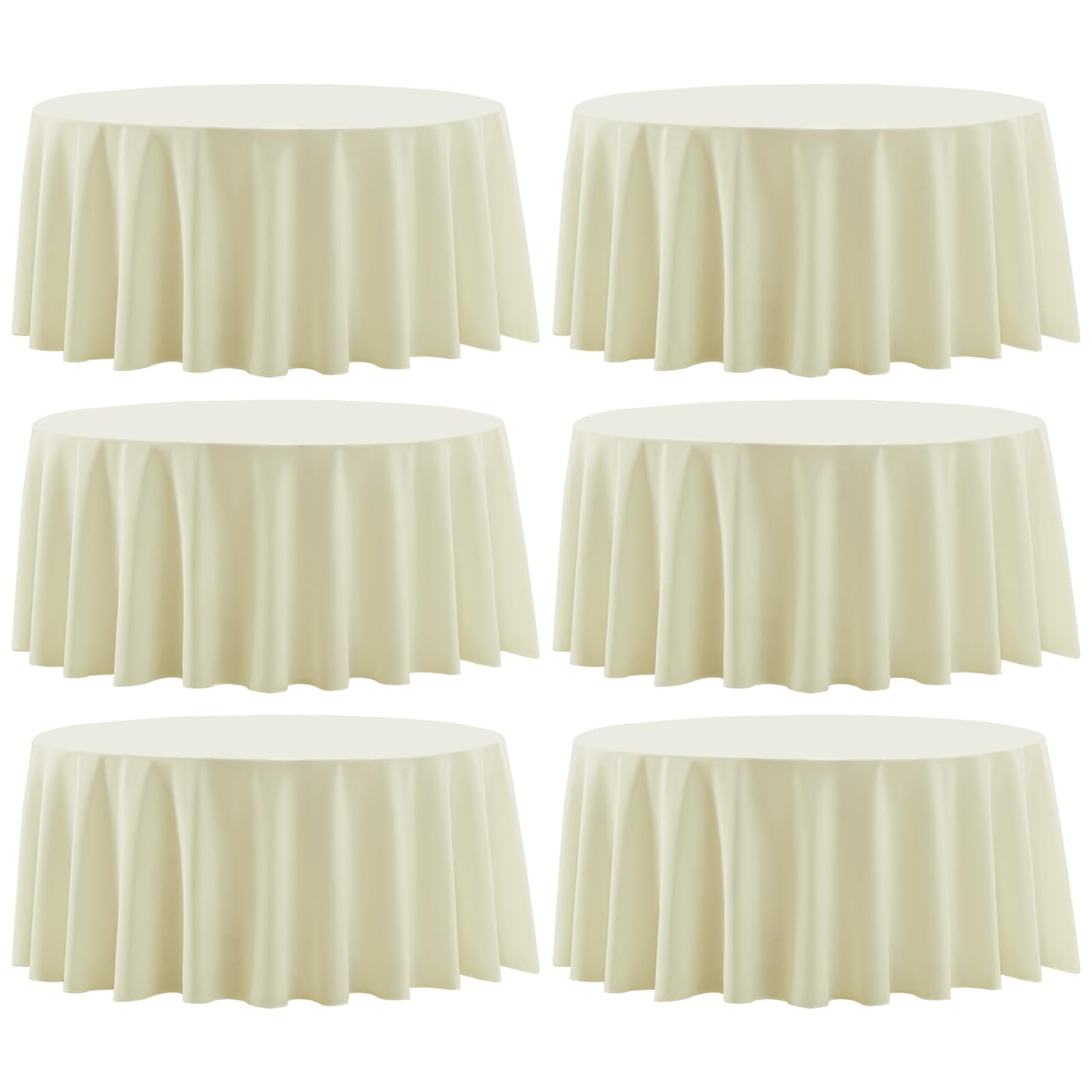 8 Pack Ivory Round Tablecloths 120 Inch for Dining Tables | Washable Decorative Linen Polyester Table Cover for Banquets Buffets Parties and Weddings