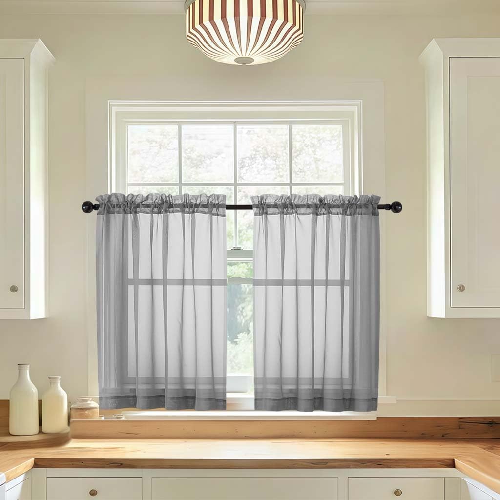LIVEKID White Sheer Curtains 84 Inches Long 2 Panels - Light Filtering Breathable Voile Textured Sheer Curtains for Bedroom/Living Room, Rod Pocket Soft Elagant & Airy Solid Drapes, W42 x L84