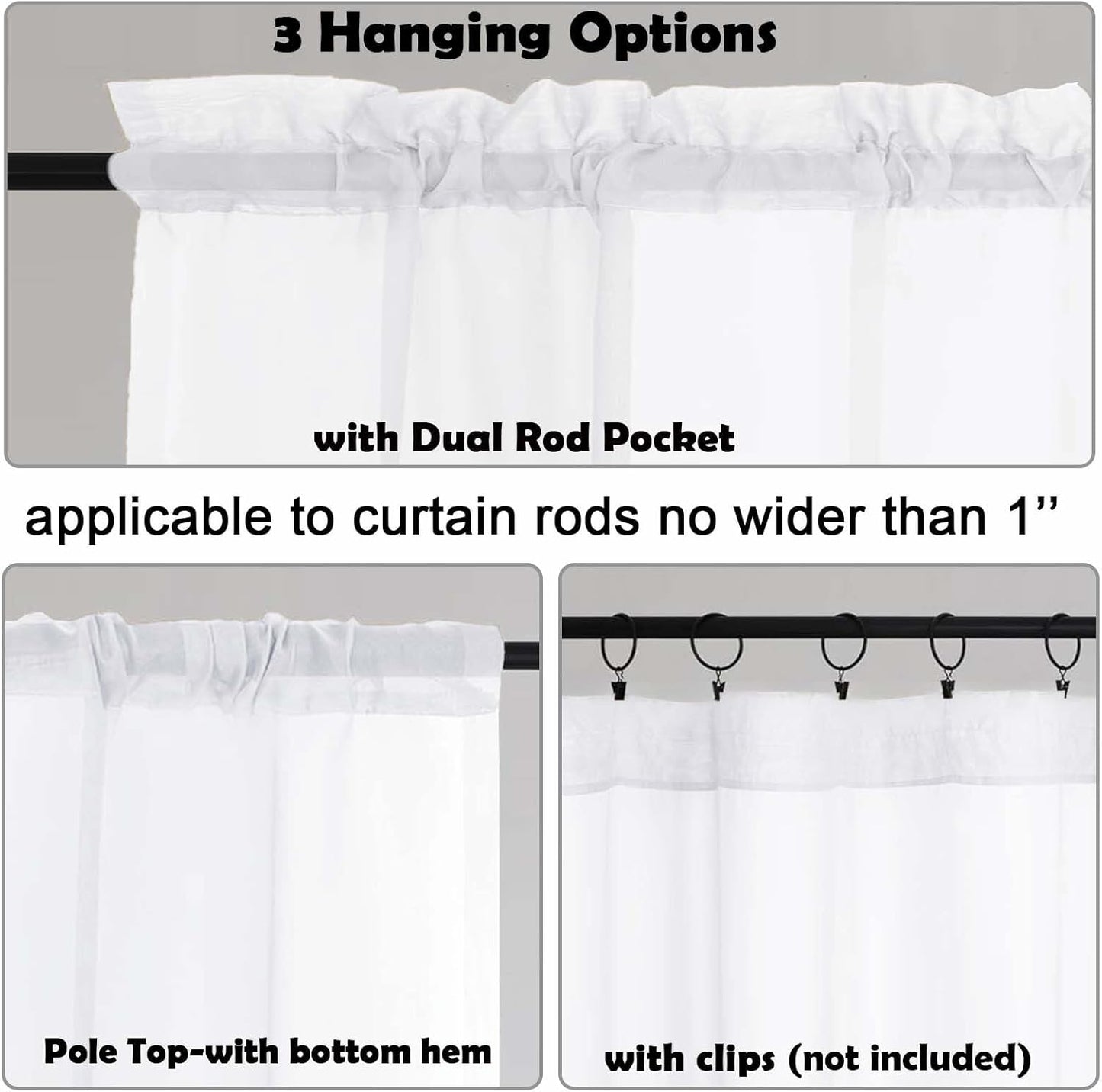LIVEKID White Sheer Curtains 84 Inches Long 2 Panels - Light Filtering Breathable Voile Textured Sheer Curtains for Bedroom/Living Room, Rod Pocket Soft Elagant & Airy Solid Drapes, W42 x L84