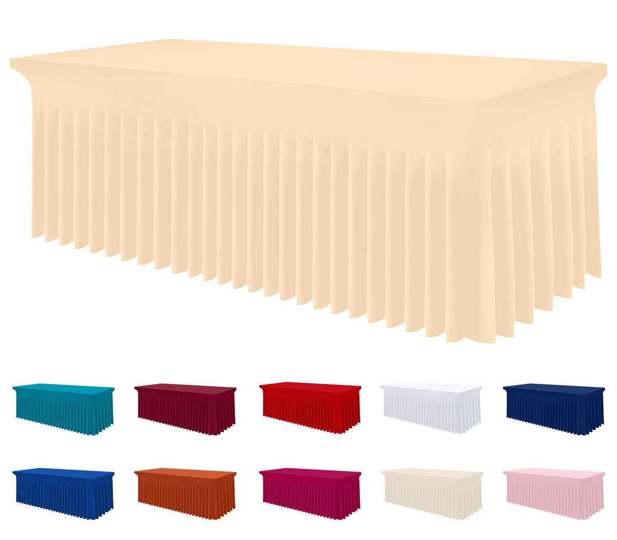 Smiry Spandex Elastic Fitted Table Cloth Skirt for 6FT Rectangle Table | Stretch Washable Table Cloth, Banquet Table Cover for Wedding, Party, Indoor & Trade Shows, (Black, 72Lx30Wx30H)