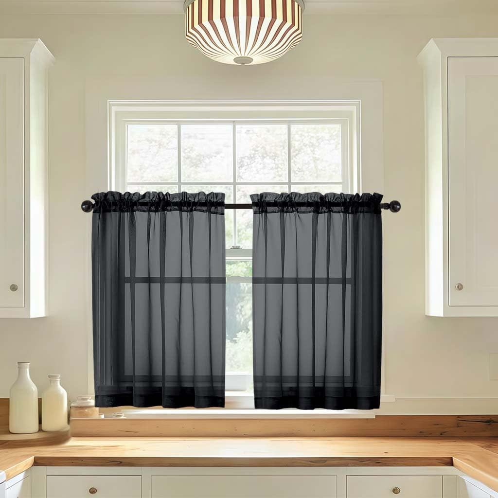 LIVEKID White Sheer Curtains 84 Inches Long 2 Panels - Light Filtering Breathable Voile Textured Sheer Curtains for Bedroom/Living Room, Rod Pocket Soft Elagant & Airy Solid Drapes, W42 x L84