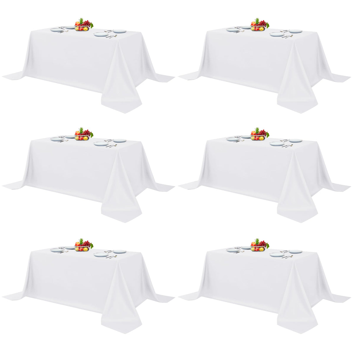 Fitable 6 Pack White Table Cloths 70x120 Inch for 6-8 Ft Rectangle Tables | Stain & Wrinkle Resistant, Washable Polyester Covers for Wedding Party Dining Banquet Event Catering Reception
