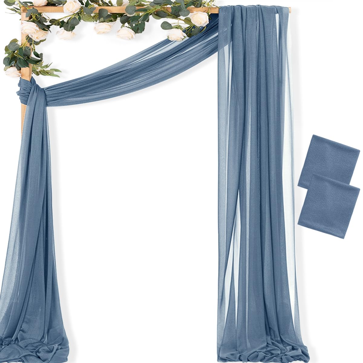 Sheer Gauze Wedding Arch Draping Fabric 29" x 20 FT 4 Panel Sage Green | Shimmery Gauze Drapes, Airy Backdrop Curtains, 6.6 Yard Outdoor Drapery Panels, Photo Background, Wedding Church Events Decor