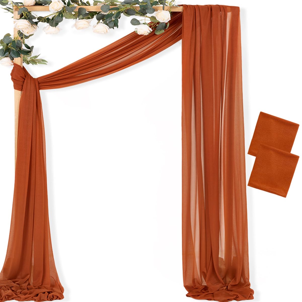Sheer Gauze Wedding Arch Draping Fabric 29" x 20 FT 4 Panel Sage Green | Shimmery Gauze Drapes, Airy Backdrop Curtains, 6.6 Yard Outdoor Drapery Panels, Photo Background, Wedding Church Events Decor