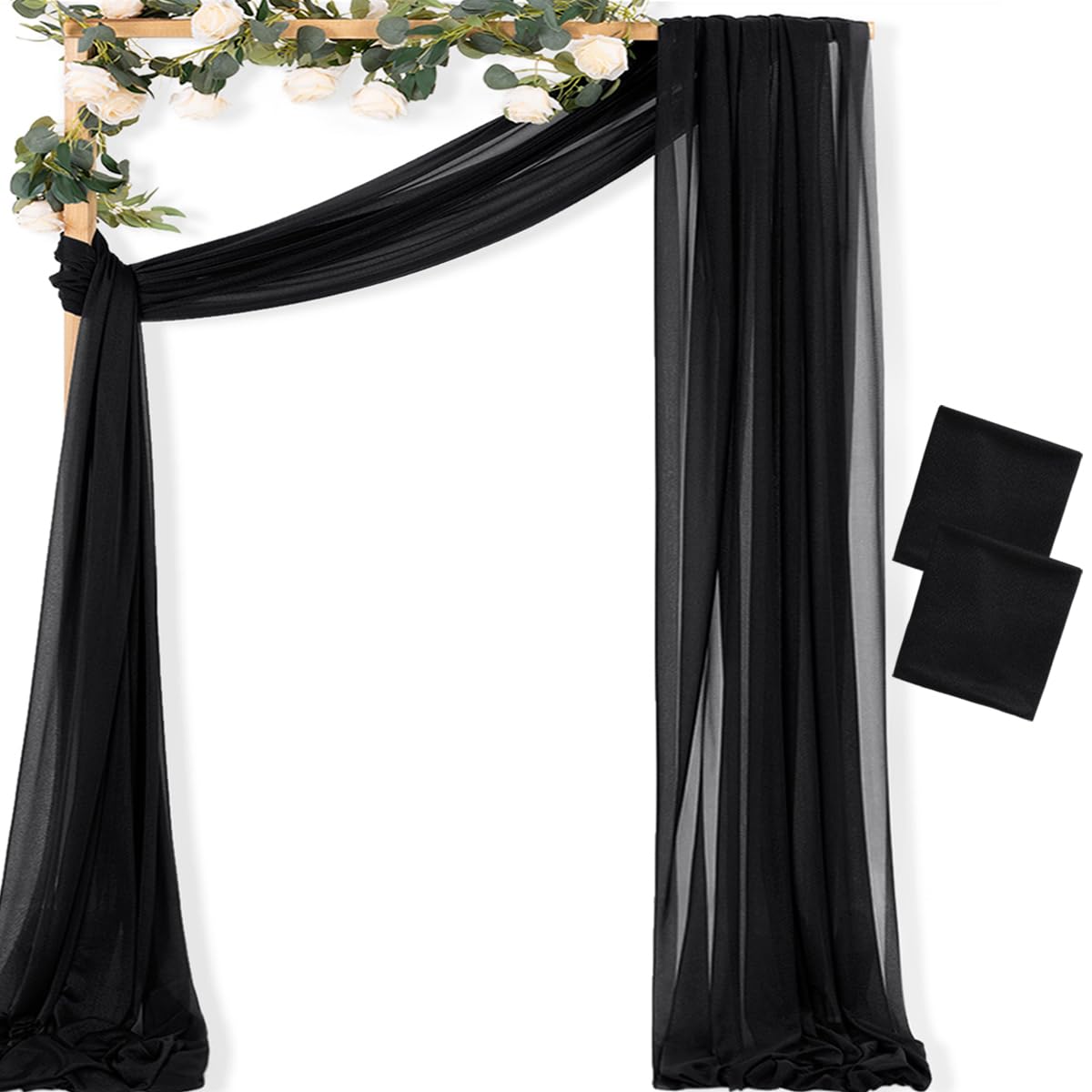 Sheer Gauze Wedding Arch Draping Fabric 29" x 20 FT 4 Panel Sage Green | Shimmery Gauze Drapes, Airy Backdrop Curtains, 6.6 Yard Outdoor Drapery Panels, Photo Background, Wedding Church Events Decor