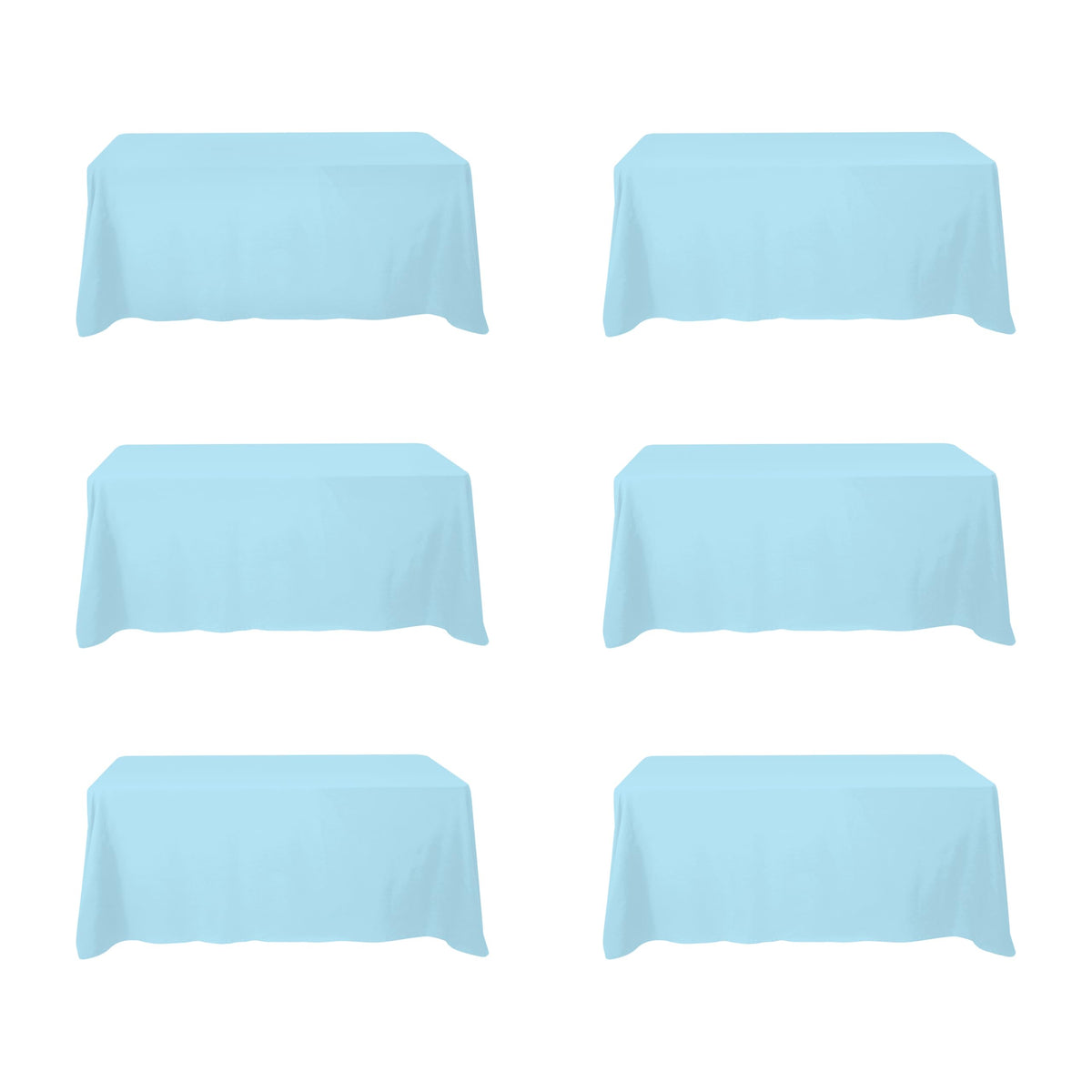 BRILLMAX 6 Pack Ivory Tablecloths 90x132 Inch for 6ft Rectangle Tables | 150 GSM Polyester Fabric, Floor Length Drop, Water, Stain & Wrinkle Resistant Cloth Cover for Wedding Reception Banquet Party
