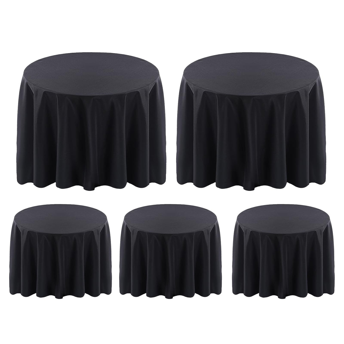 Surmente 10 Pack 132 Inch Black Tablecloths for Round Tables | Dining Table Cover Protector, Wrinkle Free, Washable Polyester Fabric, Round Table Cloth for Wedding, Banquet, Restaurant