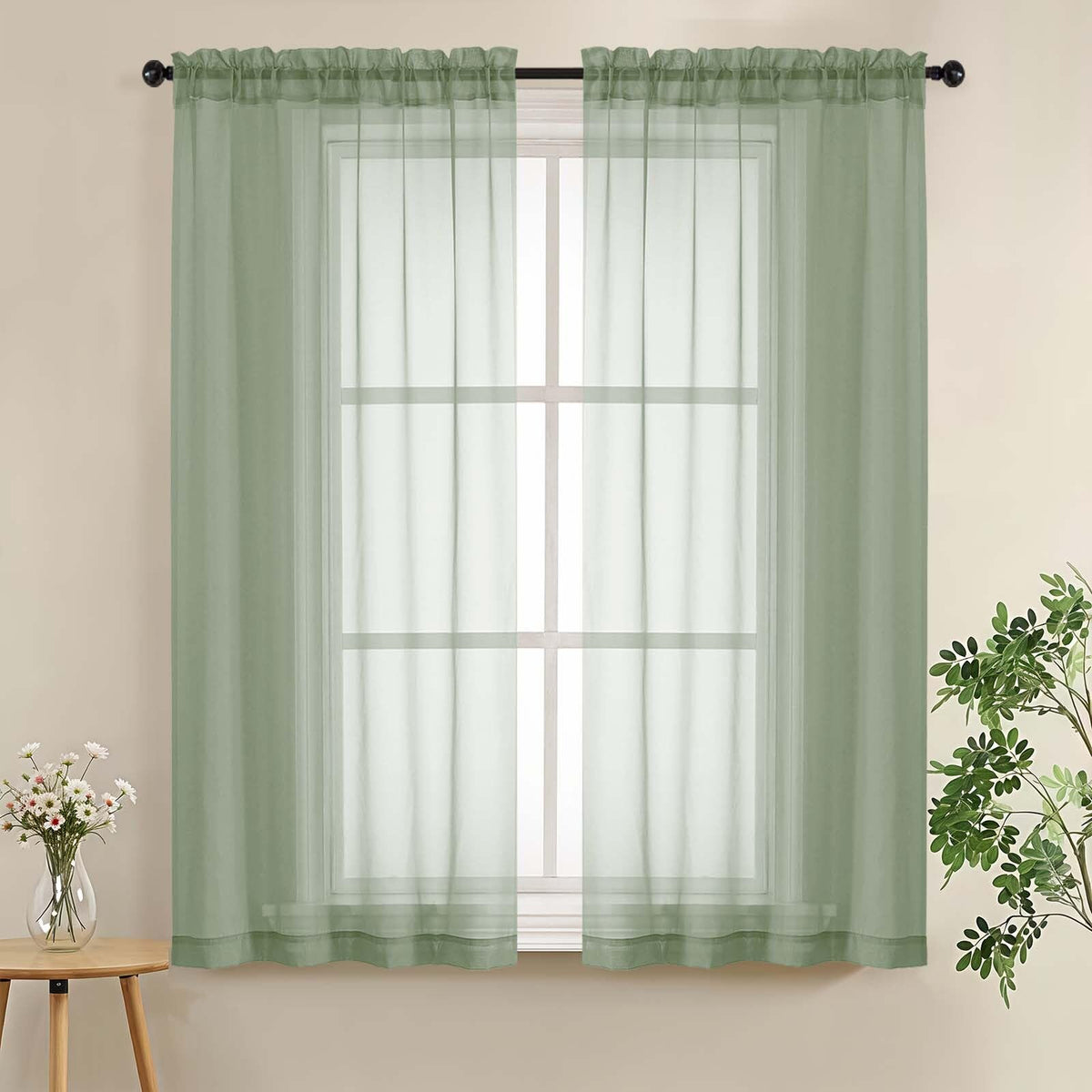 LIVEKID White Sheer Curtains 84 Inches Long 2 Panels - Light Filtering Breathable Voile Textured Sheer Curtains for Bedroom/Living Room, Rod Pocket Soft Elagant & Airy Solid Drapes, W42 x L84