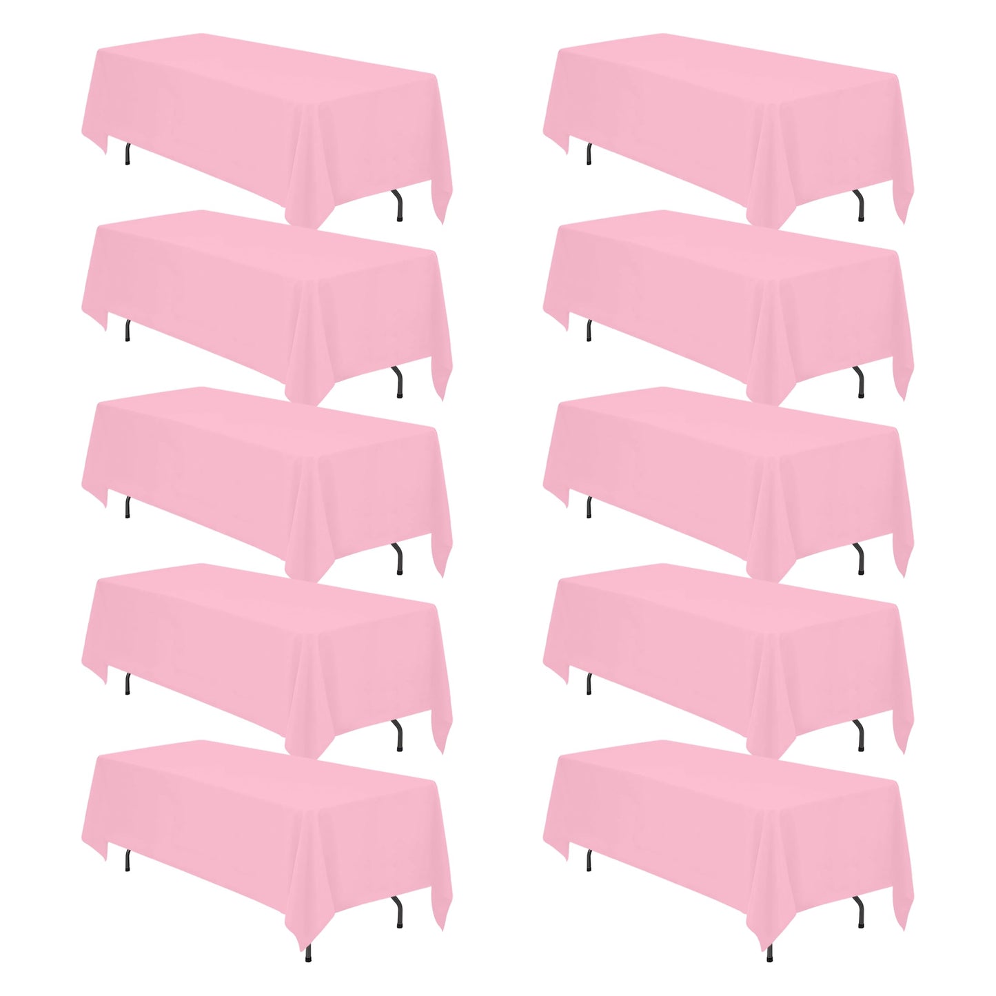 BRILLMAX 6 Pack Ivory Tablecloths 90x132 Inch for 6ft Rectangle Tables | 150 GSM Polyester Fabric, Floor Length Drop, Water, Stain & Wrinkle Resistant Cloth Cover for Wedding Reception Banquet Party
