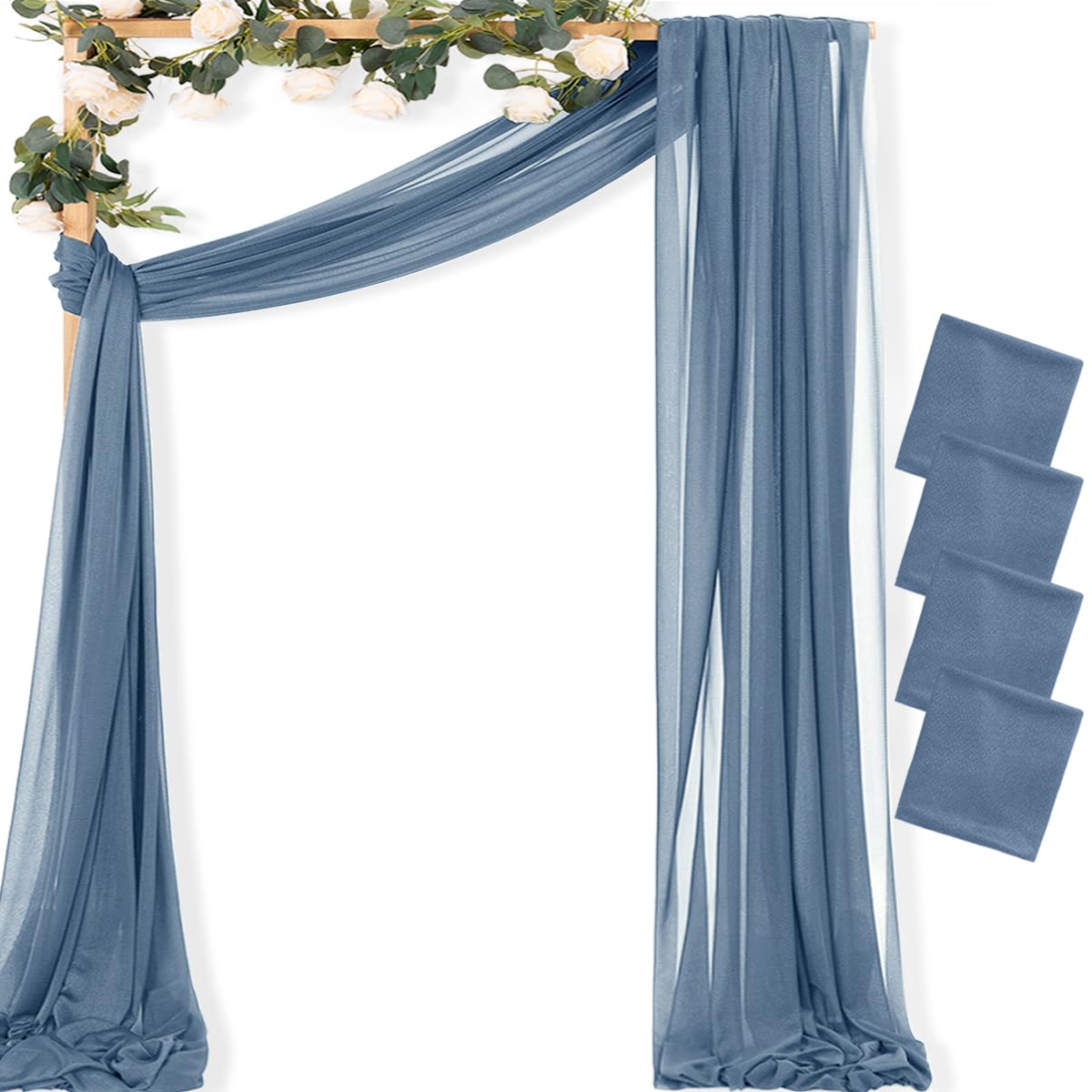Sheer Gauze Wedding Arch Draping Fabric 29" x 20 FT 4 Panel Sage Green | Shimmery Gauze Drapes, Airy Backdrop Curtains, 6.6 Yard Outdoor Drapery Panels, Photo Background, Wedding Church Events Decor