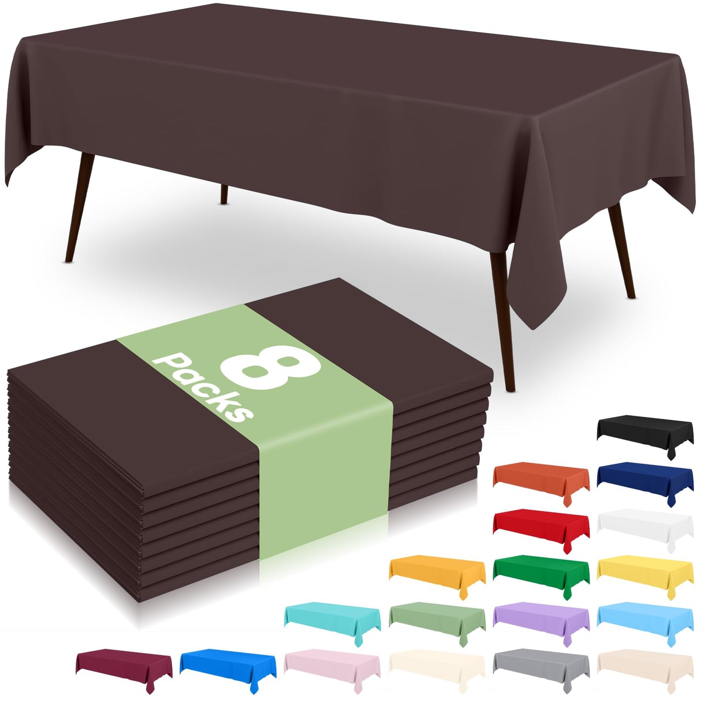 6 Packs Disposable Plastic Table Cloth, 54 x 108 Inch Waterproof Rectangle Tablecloth, Leakproof & Sturdy Decorative Table Covers for Party, Outdoor and Back to School, Black