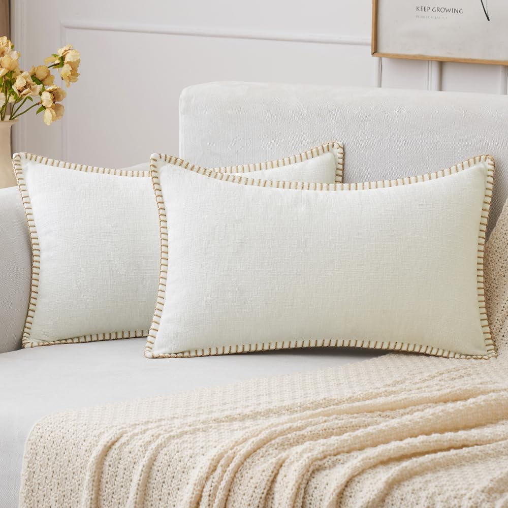 MIULEE Decorative Couch Throw Pillow Covers 18x18 Inch Sage Green 2 Pack | Farmhouse Pillow Covers with Stitched Edge, Soft Chenille Cushion Cases, for Sofa Bed Living Room Home Decor
