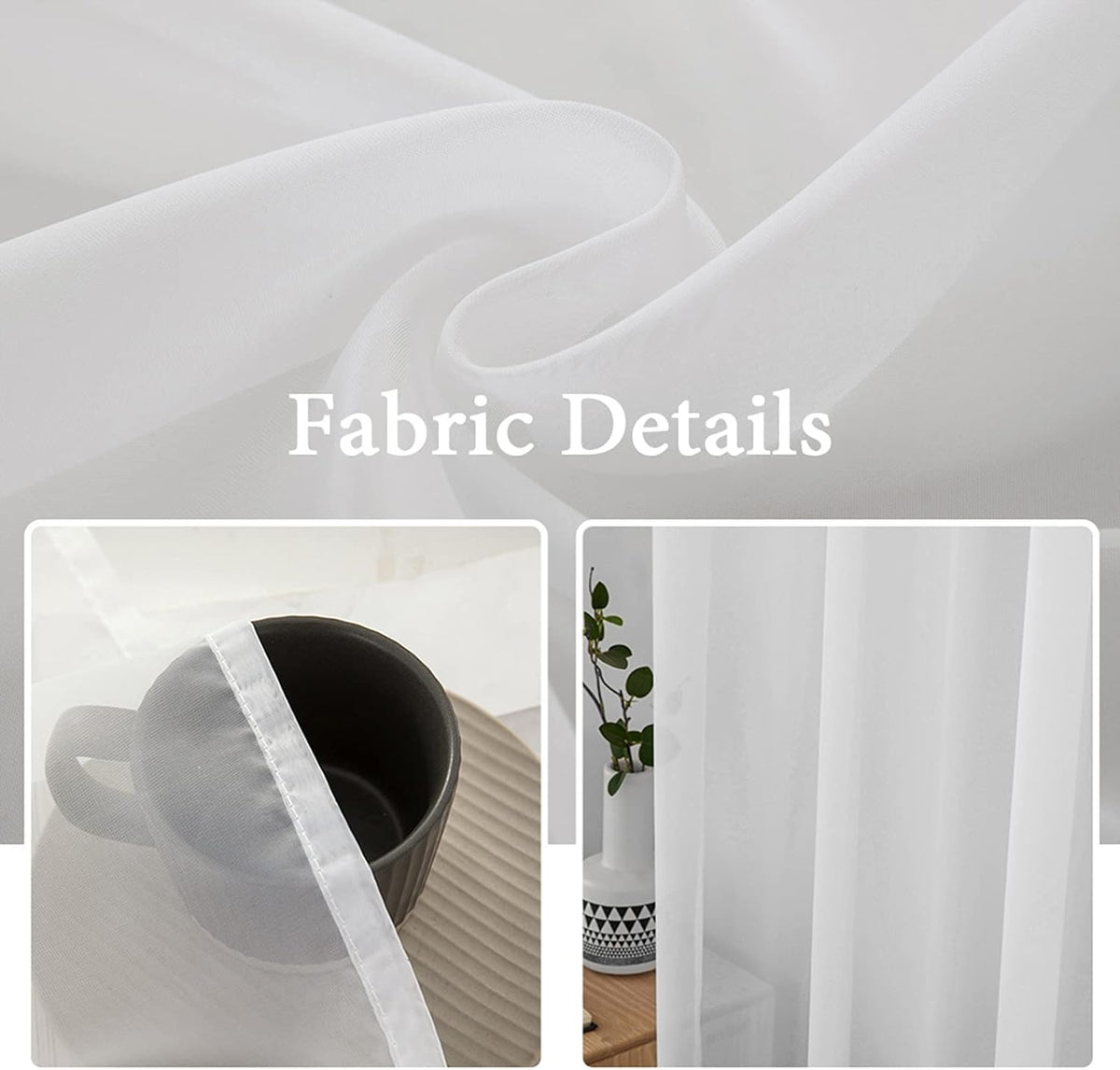 MIULEE 2 Panels White Sheer Curtains for Living Room 54 X 84 Inches | Window, Solid Color, Elegant Window Voile Panels, Bedroom, Living Room, Drapes, Treatment