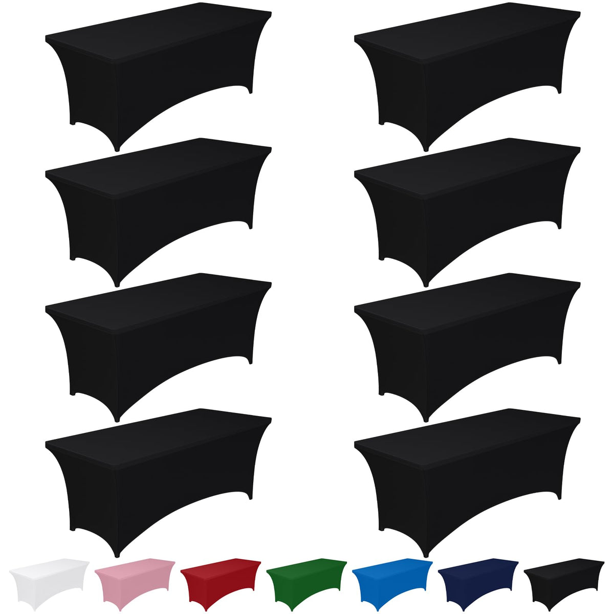 Pureegg Spandex Tablecloth 6ft 2 Pack Black | Table Cloth for Rectangle Table Wrinkle-Free and Stretch, Rectangle,Table Cover for Party, Wedding, Banquet, Birthday