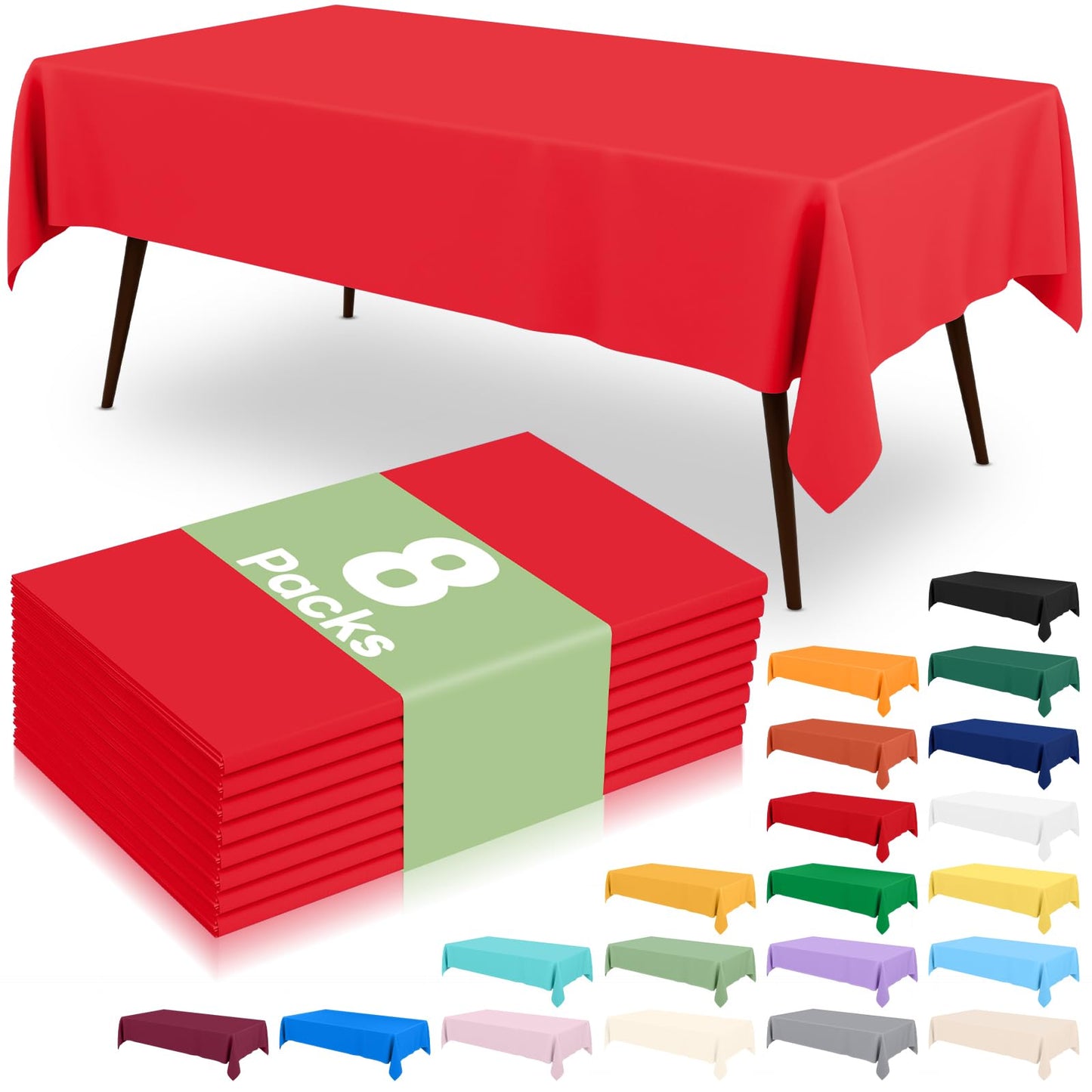 6 Packs Disposable Plastic Table Cloth, 54 x 108 Inch Waterproof Rectangle Tablecloth, Leakproof & Sturdy Decorative Table Covers for Party, Outdoor and Back to School, Black