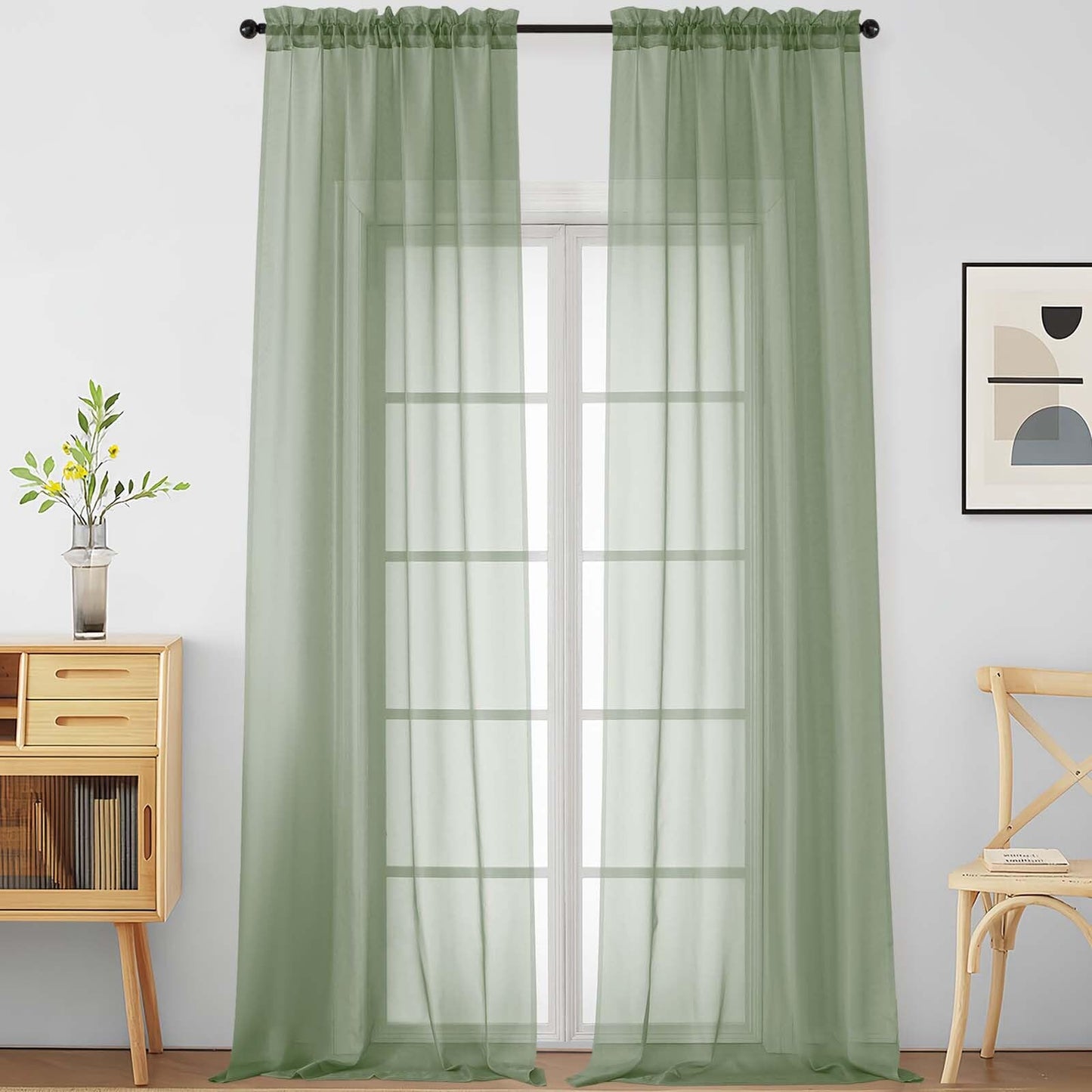 Purple Window Sheer Curtains 54 inch Length, Soft Airy Light Filtering Sheer Curtain 2 Panels Set, Dual Rod Pocket Gauze Purple Drapes for Living Room Bedroom, 2x42Wx54L Inches