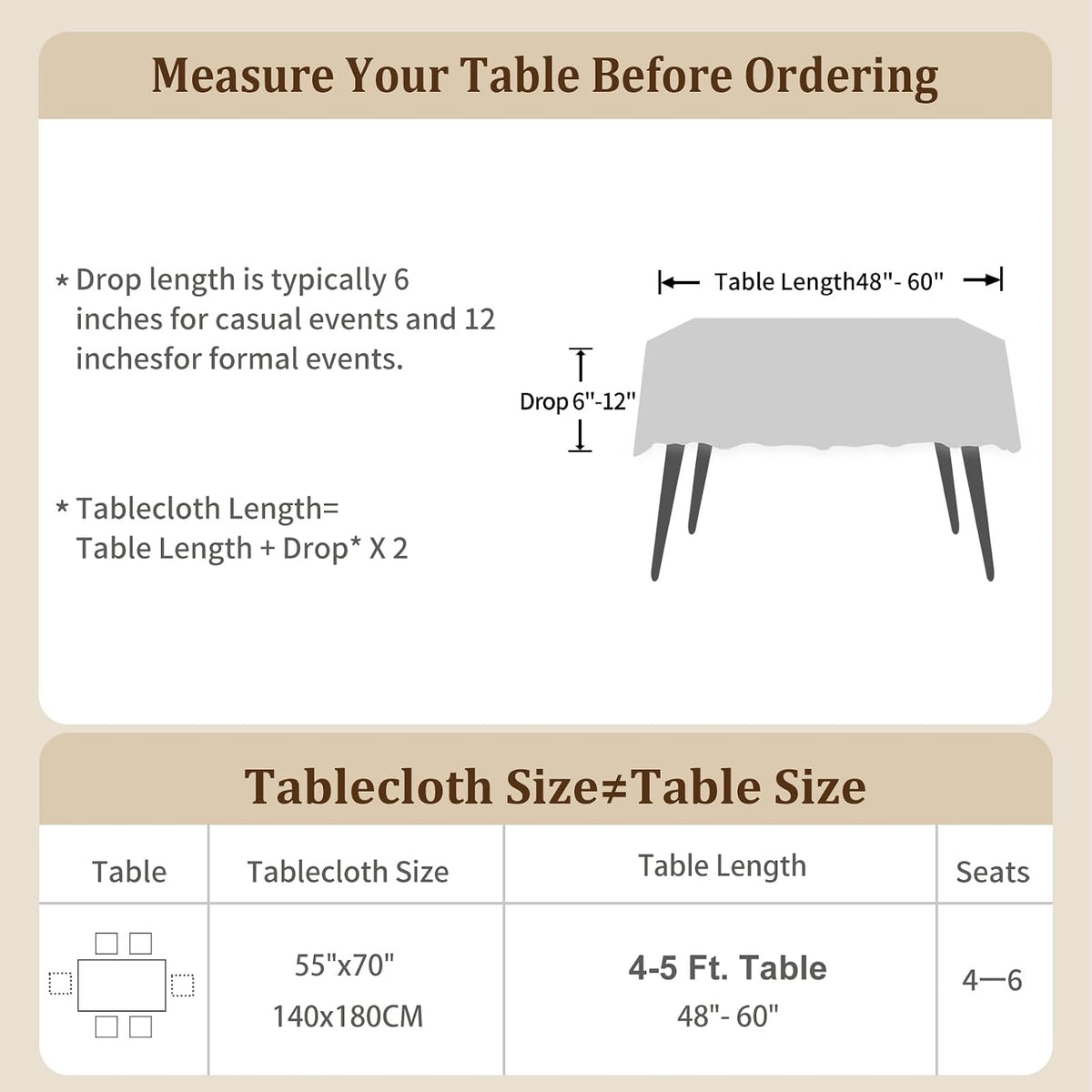 Laolitou Rustic Tablecloth Cotton Linen Waterproof Farmhouse Tablecloth Burlap Table Cloths for Kitchen Dining Cloth Table Cloth for Rectangle Tables Coffee Lines Rectangle,55''x70'',4-6 Seats