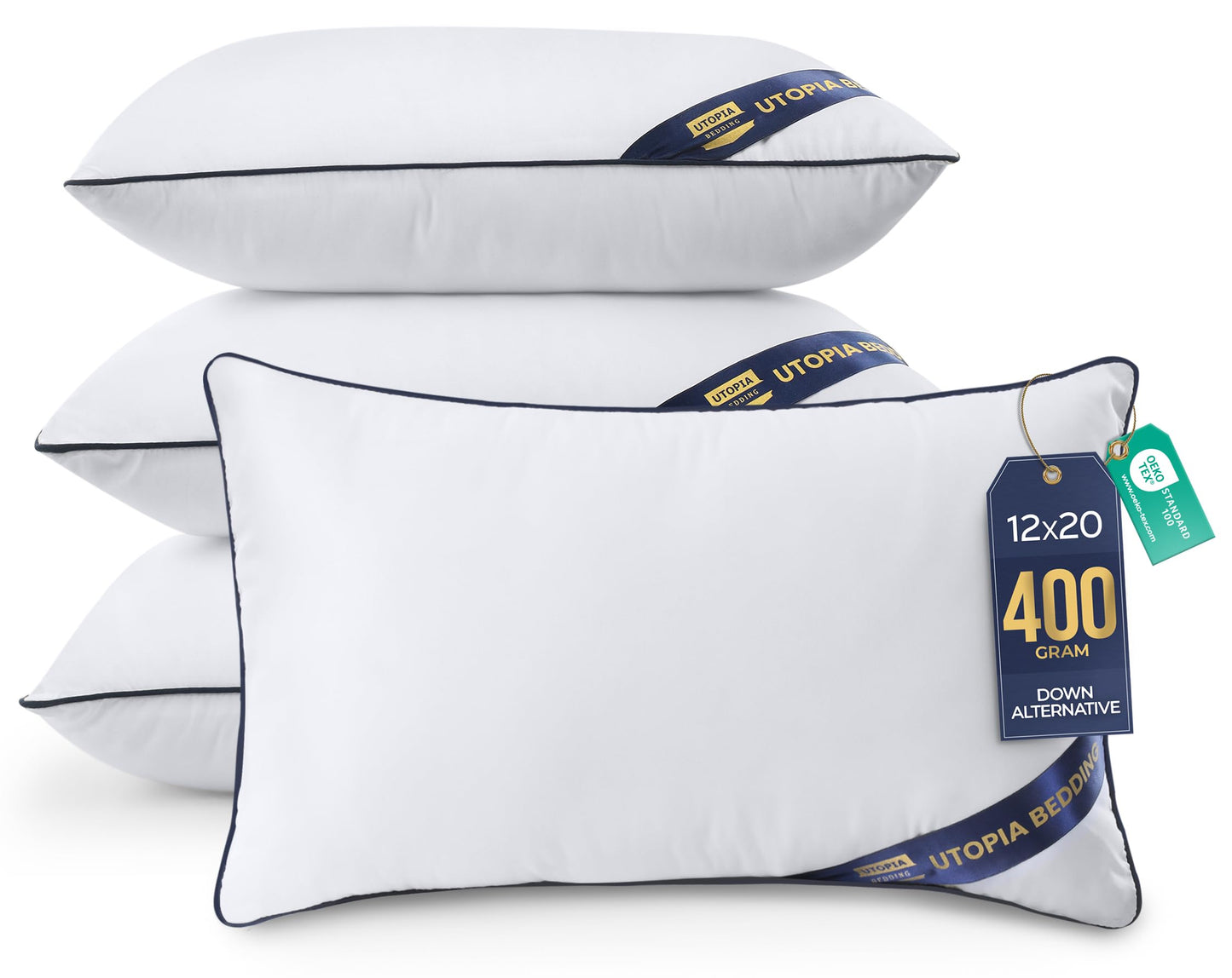 Utopia Bedding 18x18 Throw Pillow Inserts, Decorative Pillows, Pack of 4 | Piping Throw Pillows, Plush & Supportive, Aesthetic Cushion Sham Stuffer for Sofa, Office, Couch & Bed, Set of 4, White