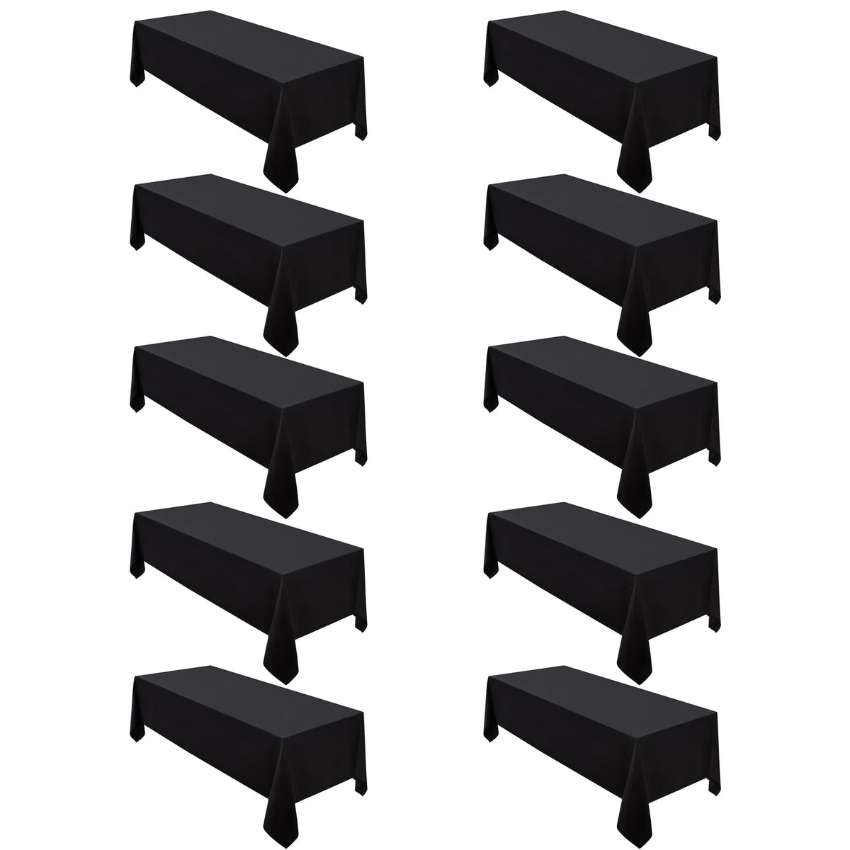 Surmente 10 Pack 90x132 Inch Black Tablecloth for 6-8 Foot Rectangle Tables | Dining Table Cover Protector, Wrinkle Free, Washable Polyester Fabric, 6ft Table Cloth for Wedding, Banquet, Restaurant